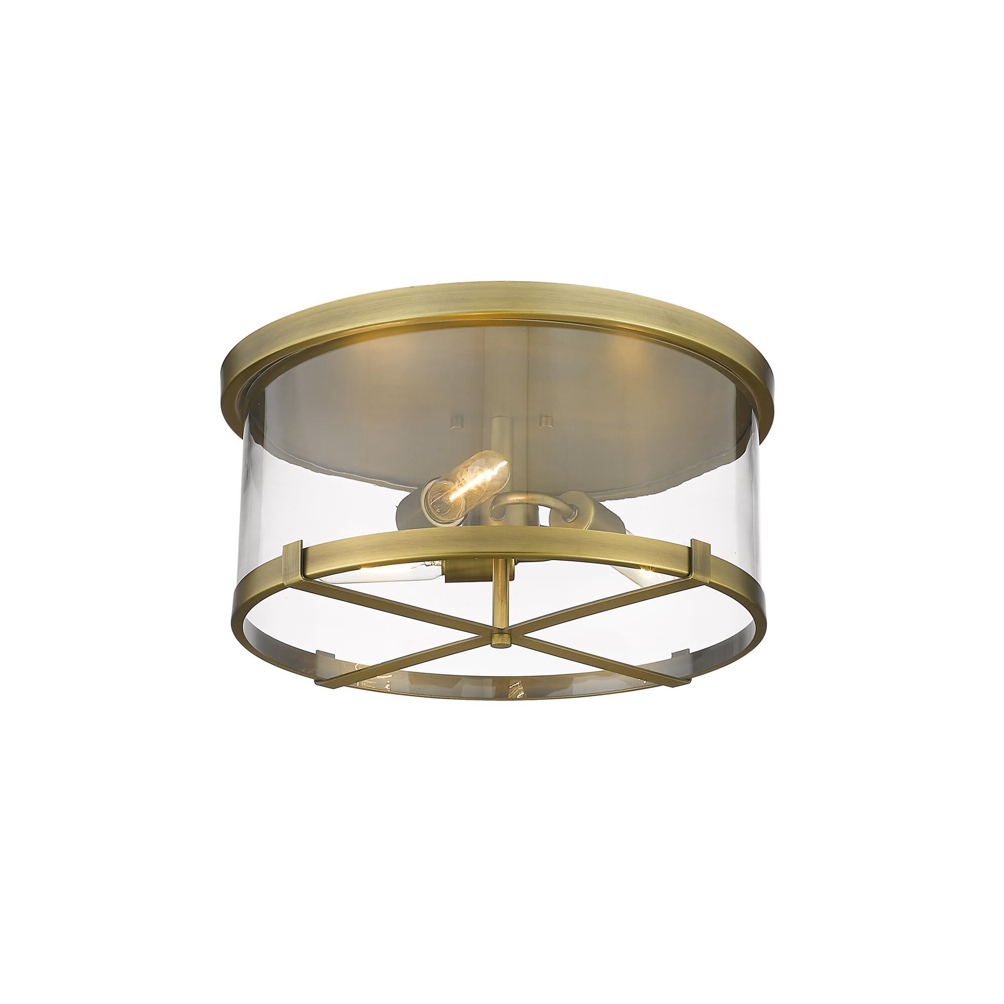 Shown in Rubbed Brass finish and Glass shade