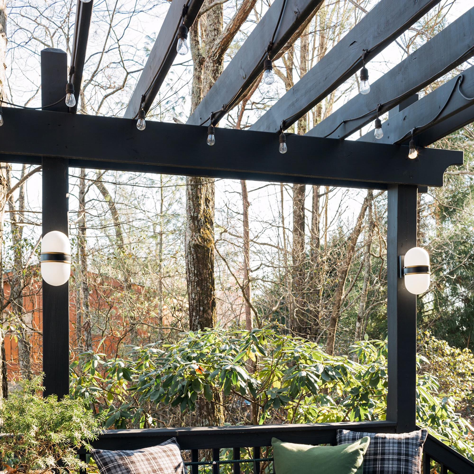 Shown in Matte Black + Textured Gold finish and Opal Frosted glass and Opal Frosted Glass shade