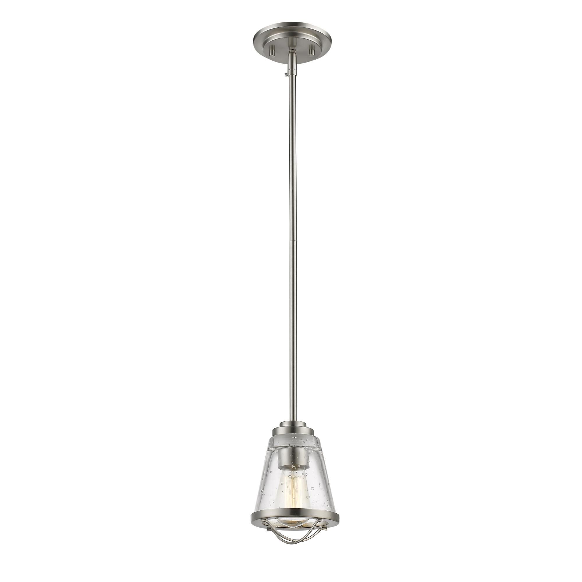 Shown in Brushed Nickel finish and Glass shade