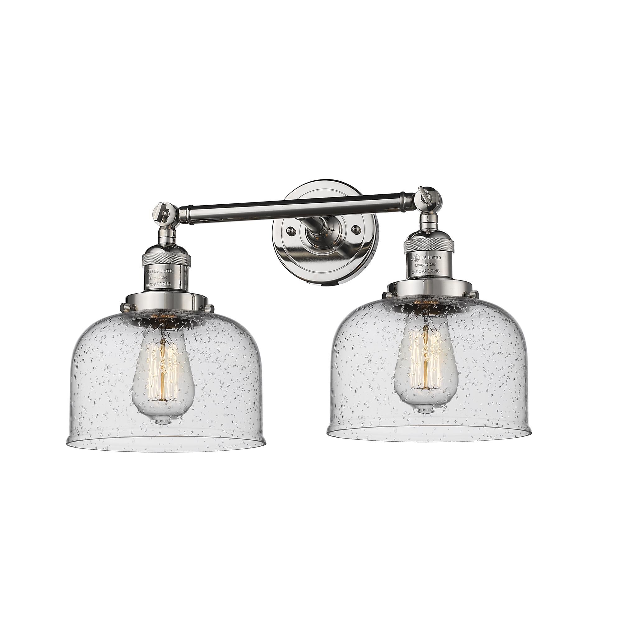 Shown in Polished Nickel finish and Seedy glass