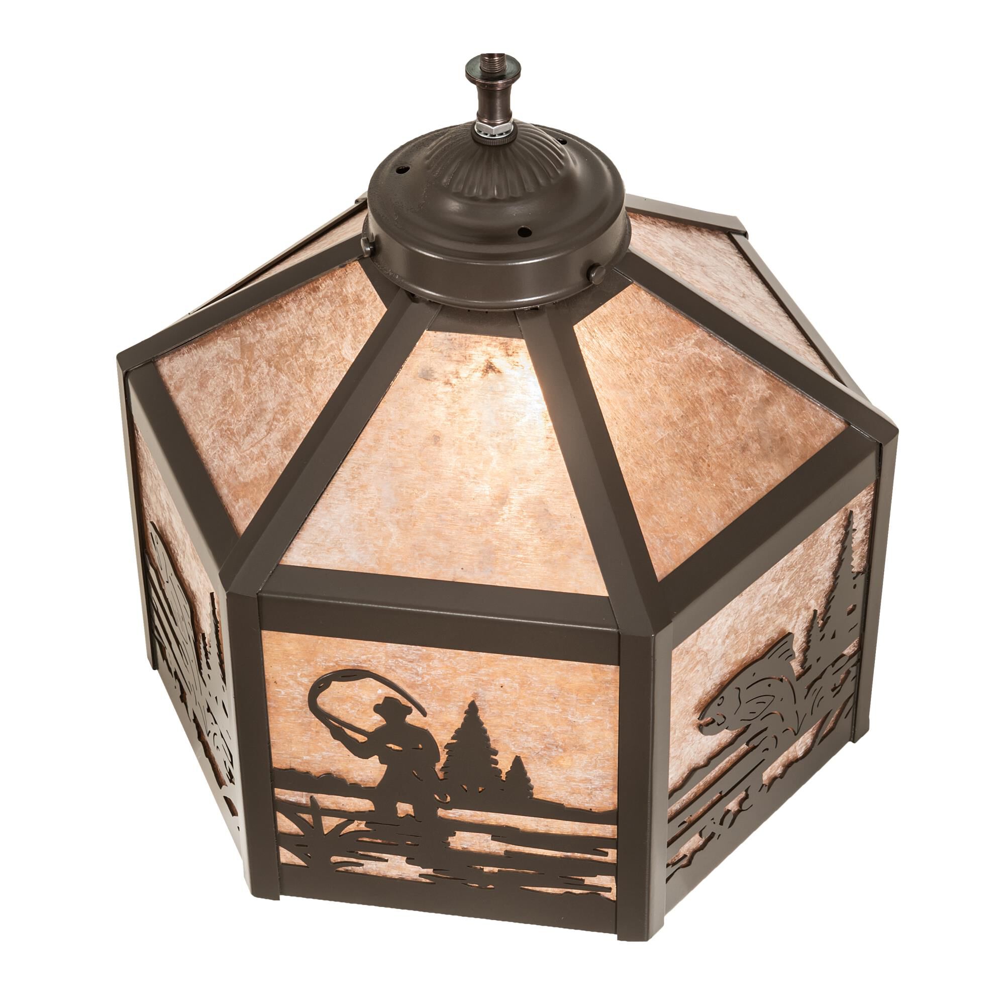 Shown in Rust Finish finish and Silver Mica glass