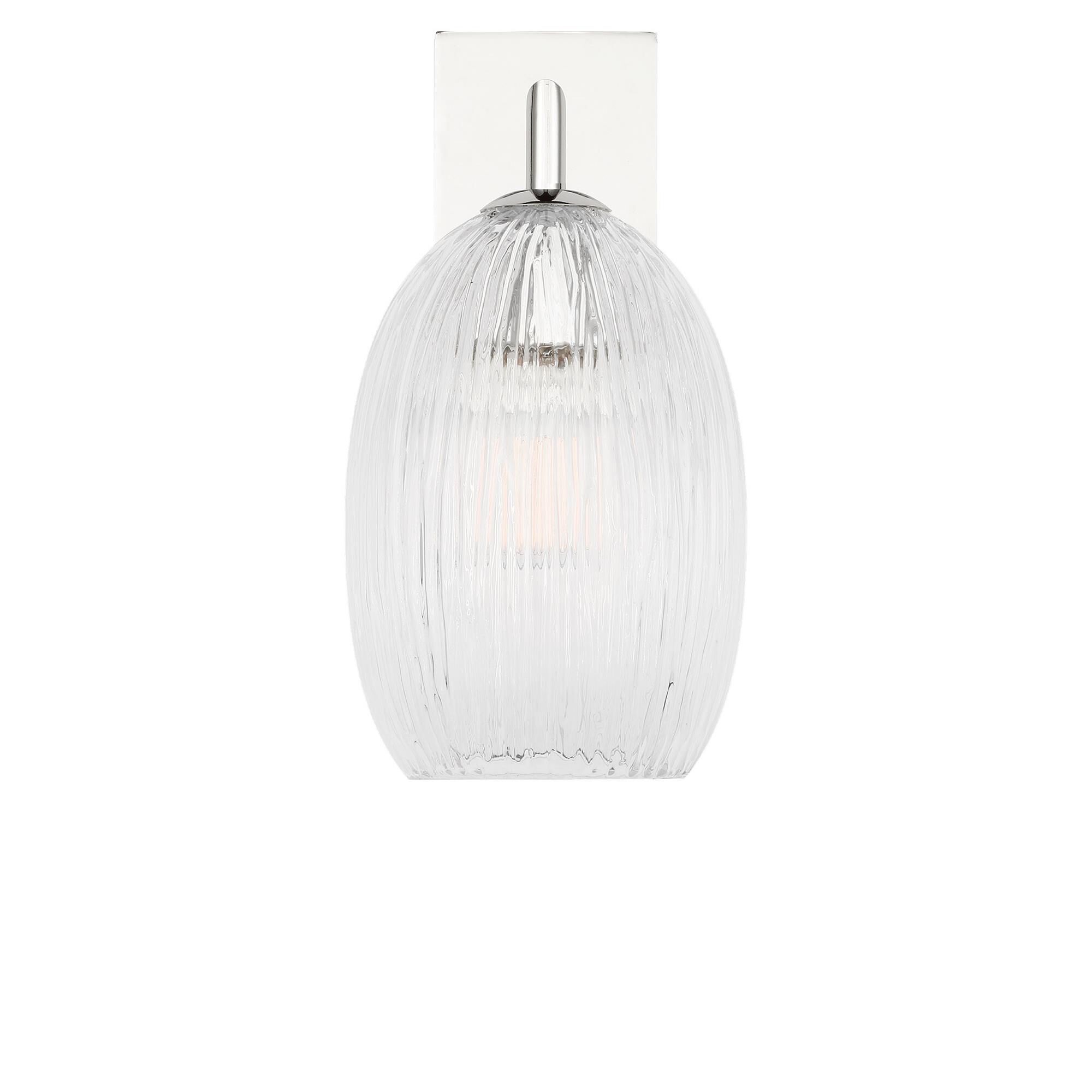 Shown in Polished Nickel finish and Striped Clear glass
