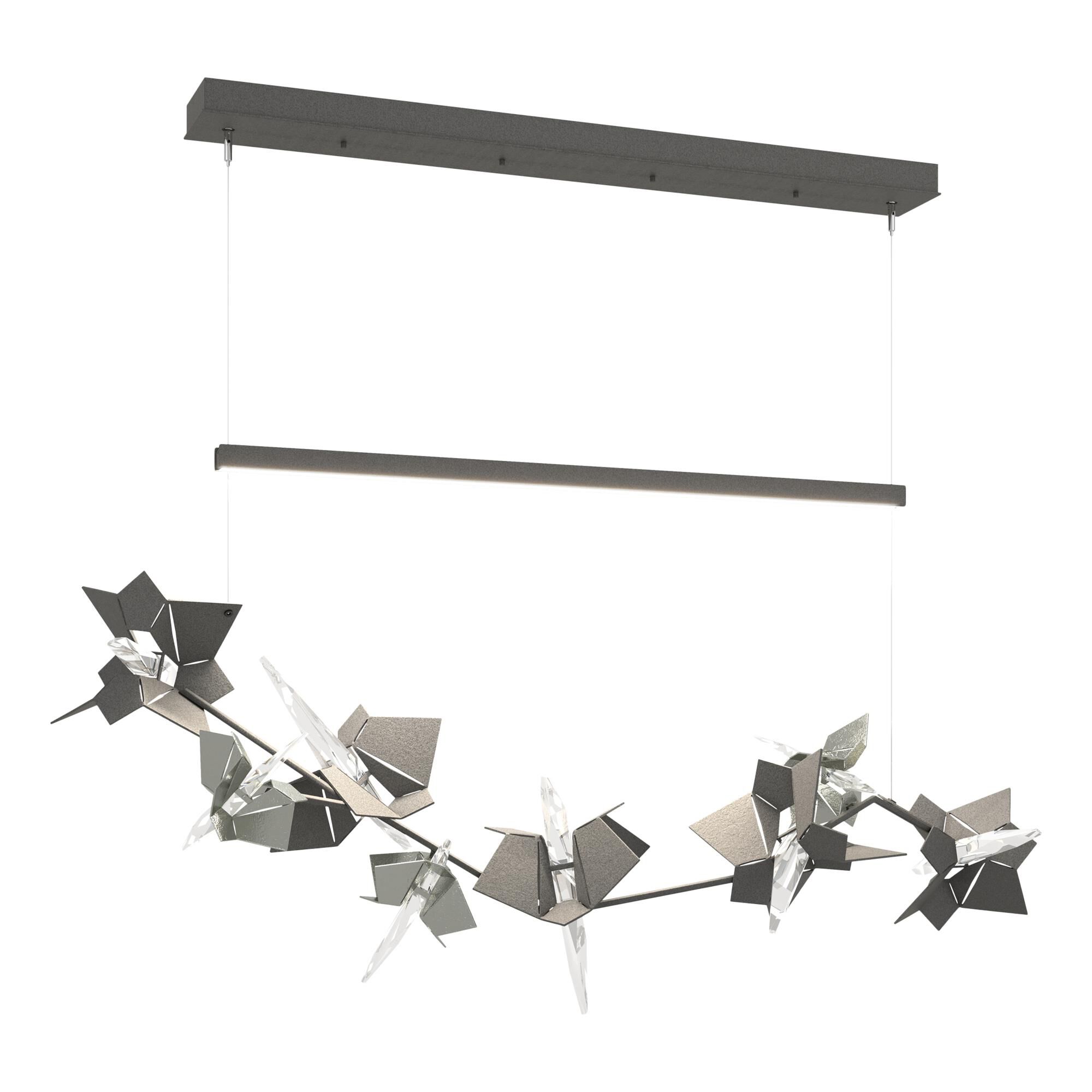Shown in Natural Iron finish and Swarovski crystal and Gold glass and Sterling accent
