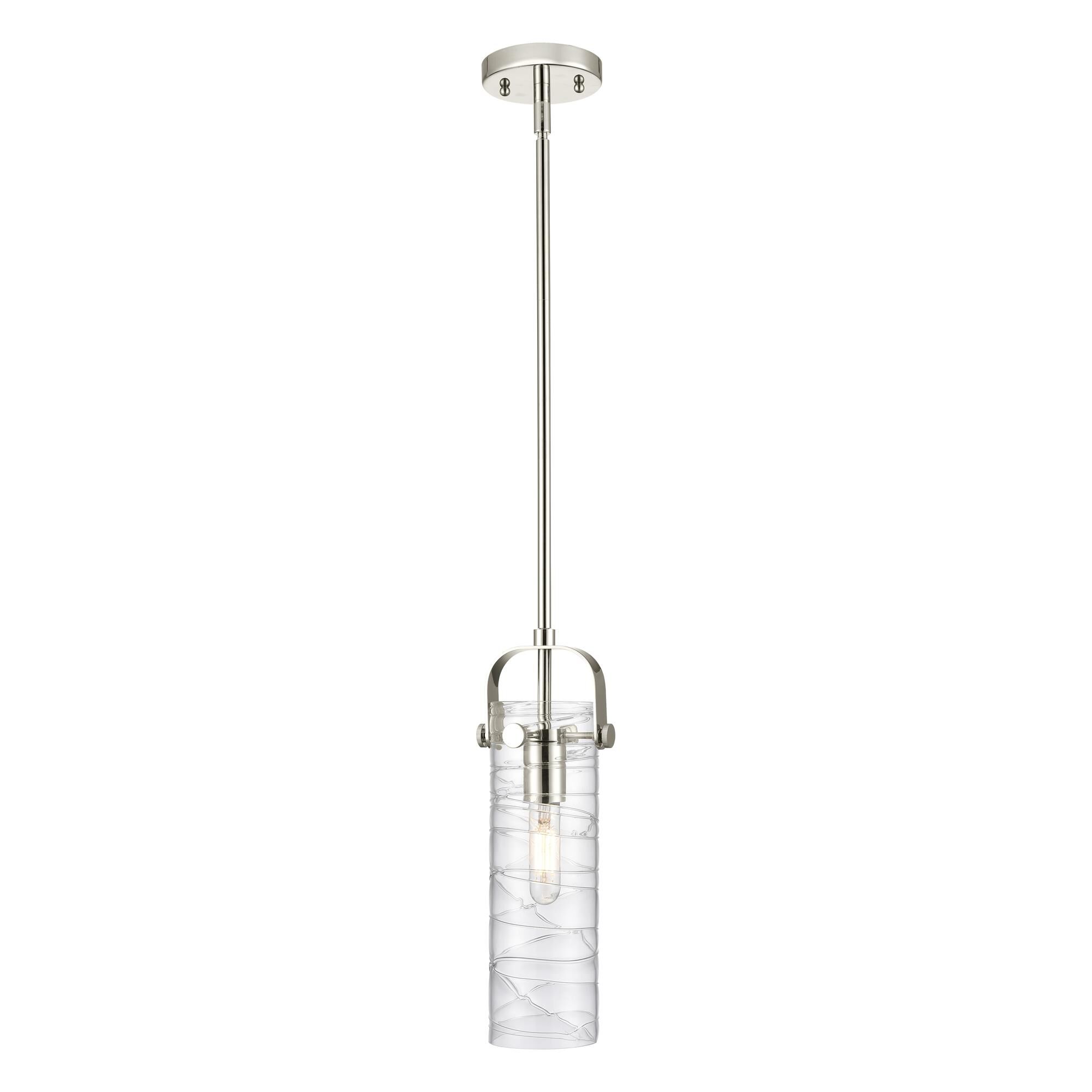 Shown in Polished Nickel finish and Deco Swirl glass and Deco Swirl Glass shade