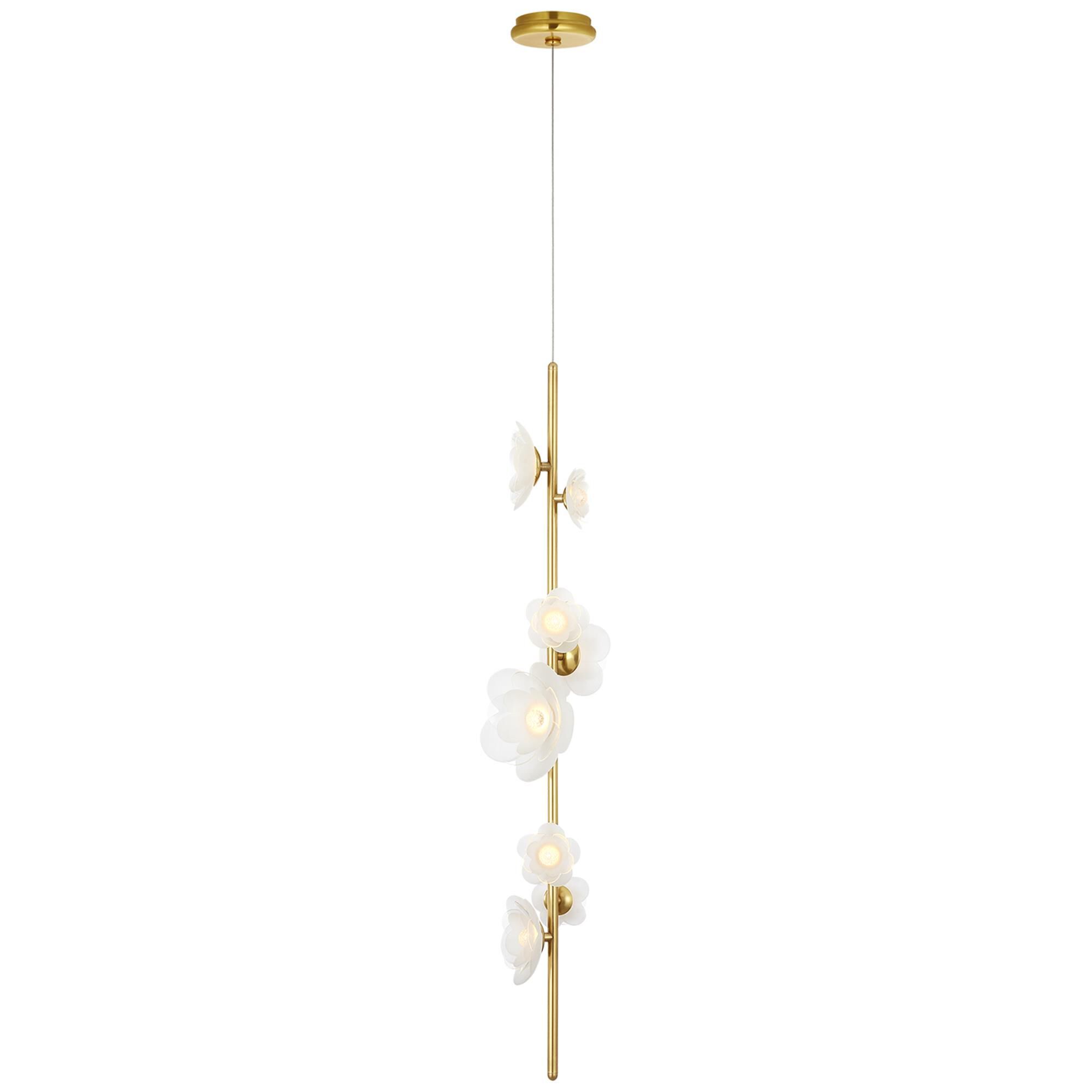 Shown in Soft Lacquered Brass finish and Etched and Clear Flower glass