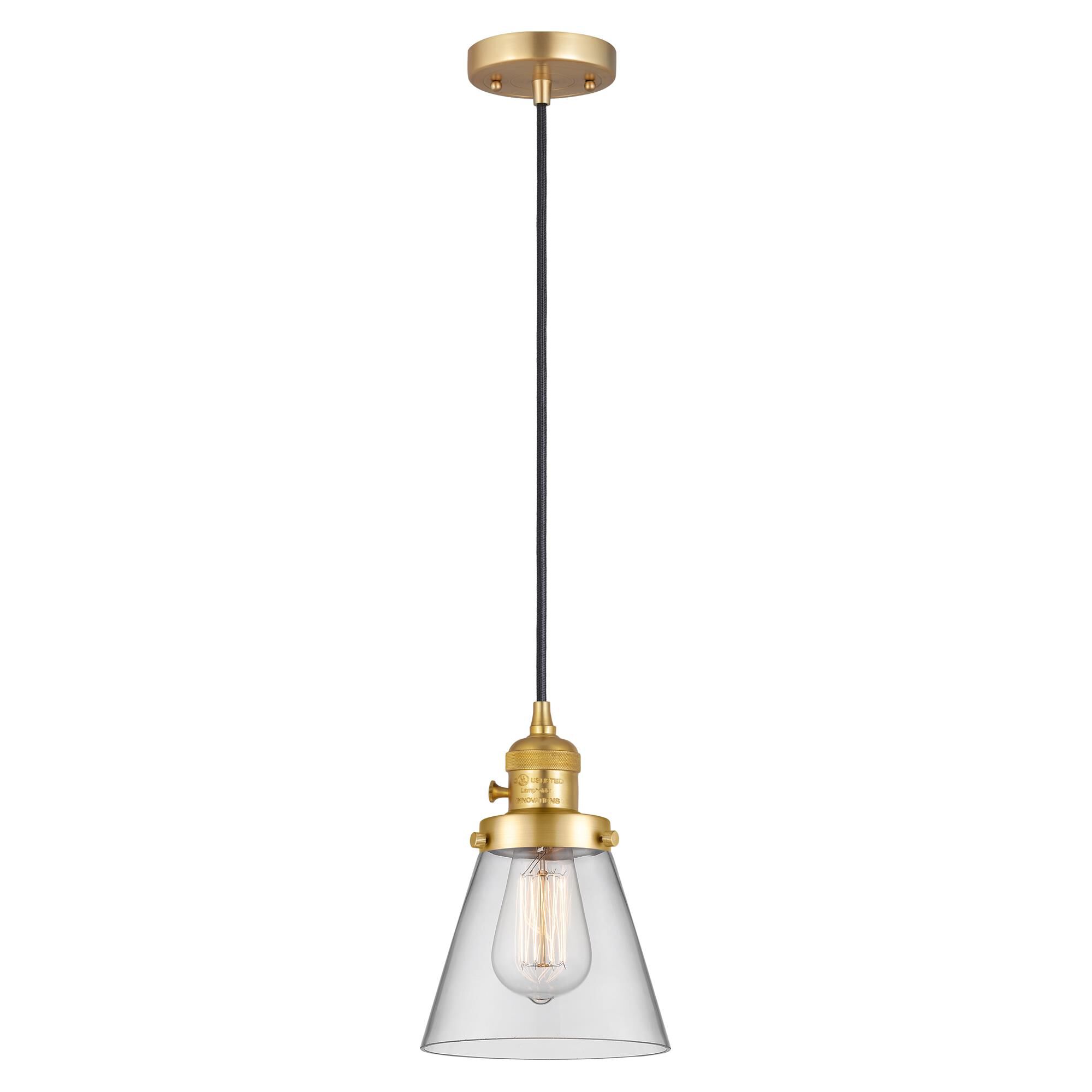 Shown in Satin Gold finish and Clear glass
