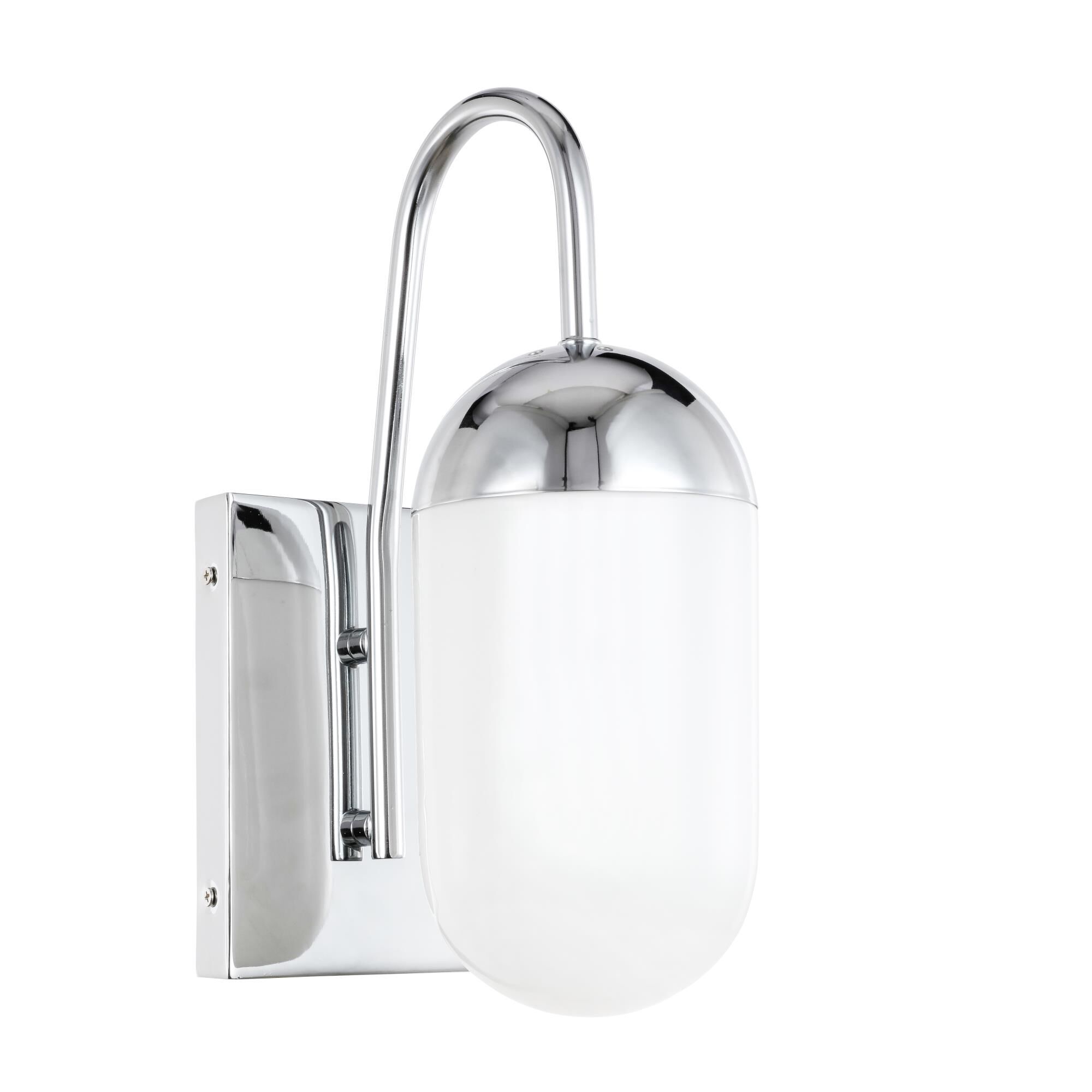 Shown in Chrome finish and Frosted White  glass