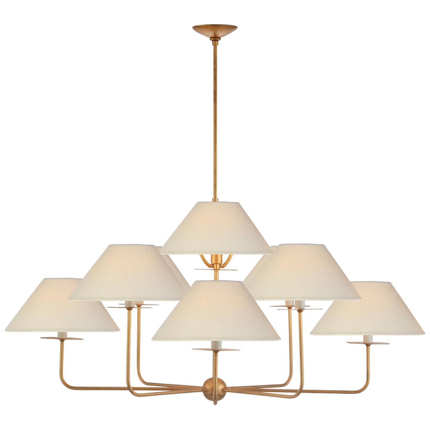 Shown in Gilded Iron finish and Linen shade