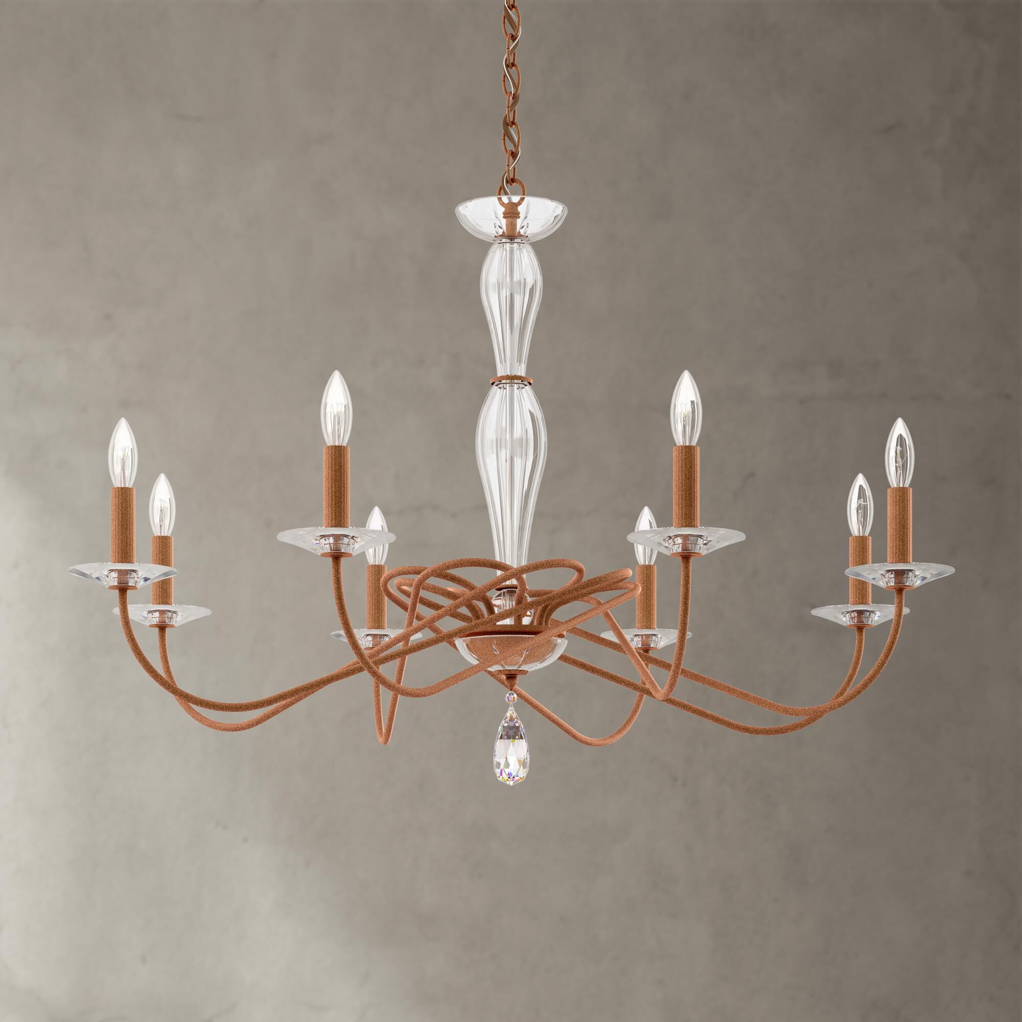 Shown in Corten Steel finish and Clear Heritage Cyrstal crystal