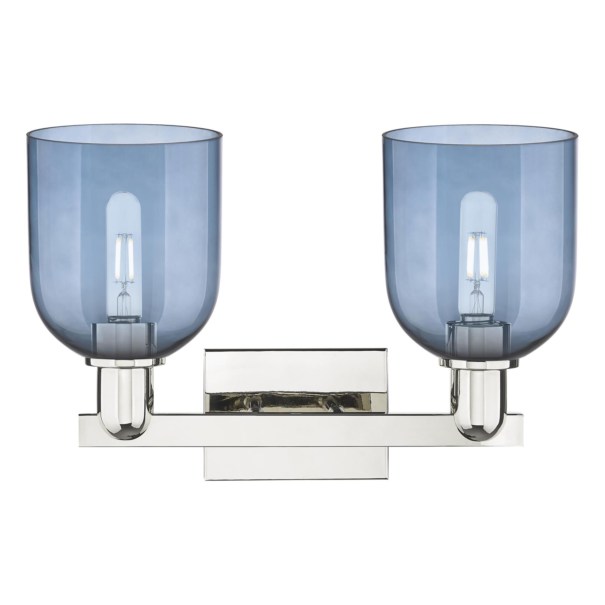 Shown in Polished Nickel finish and Blue glass