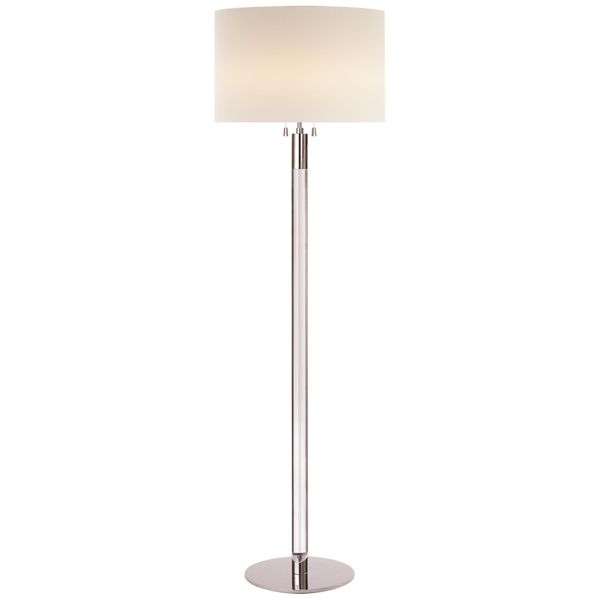 Shown in Polished Nickel With Clear Glass finish and Linen shade