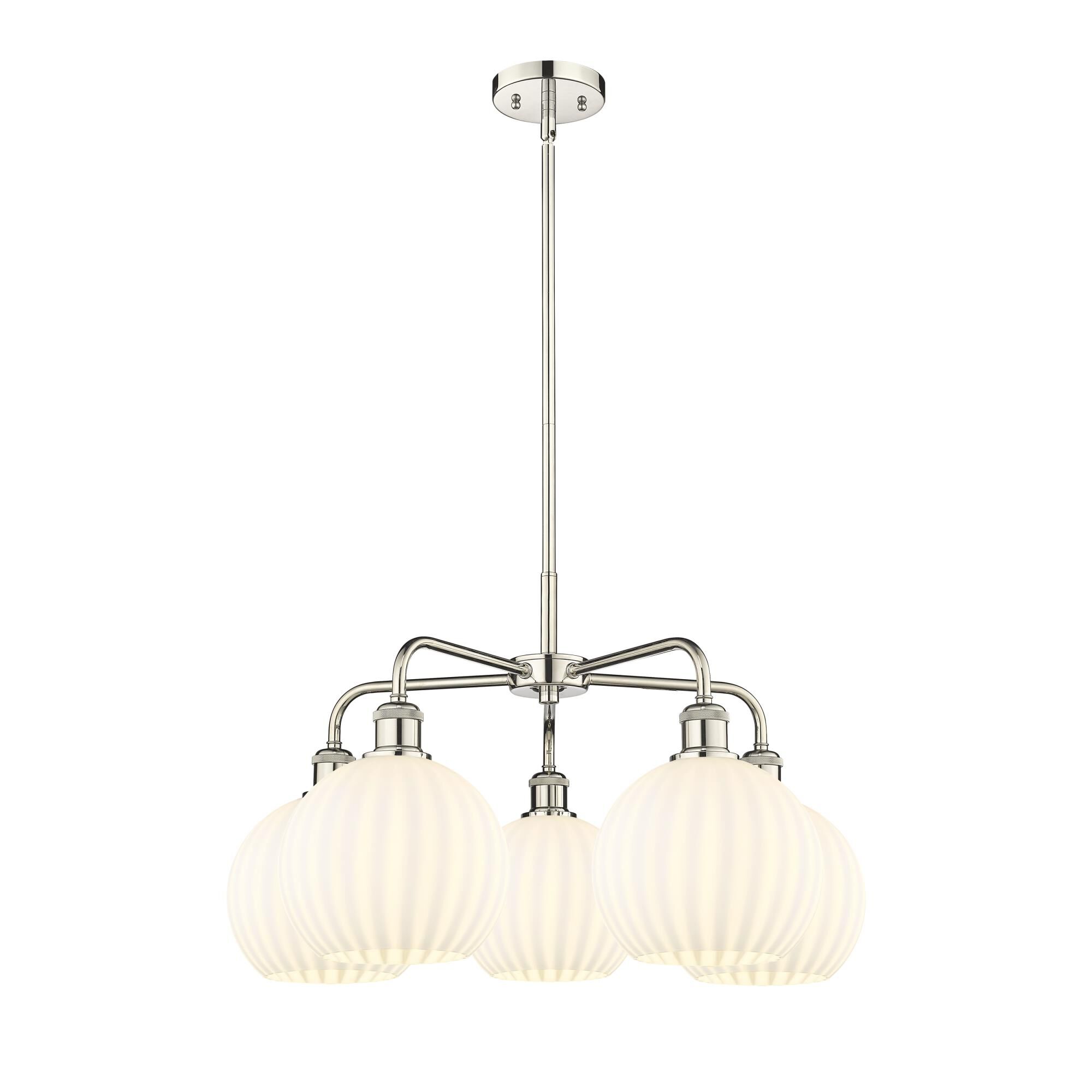 Shown in Polished Nickel finish and White Venetian glass