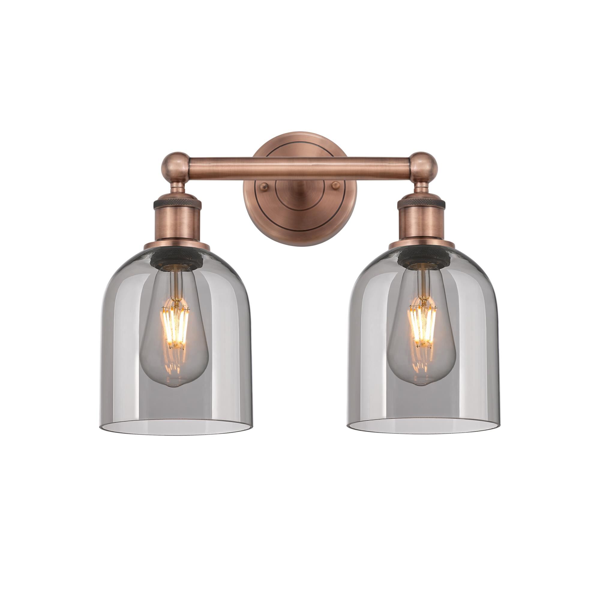 Shown in Antique Copper finish and Light Smoke glass