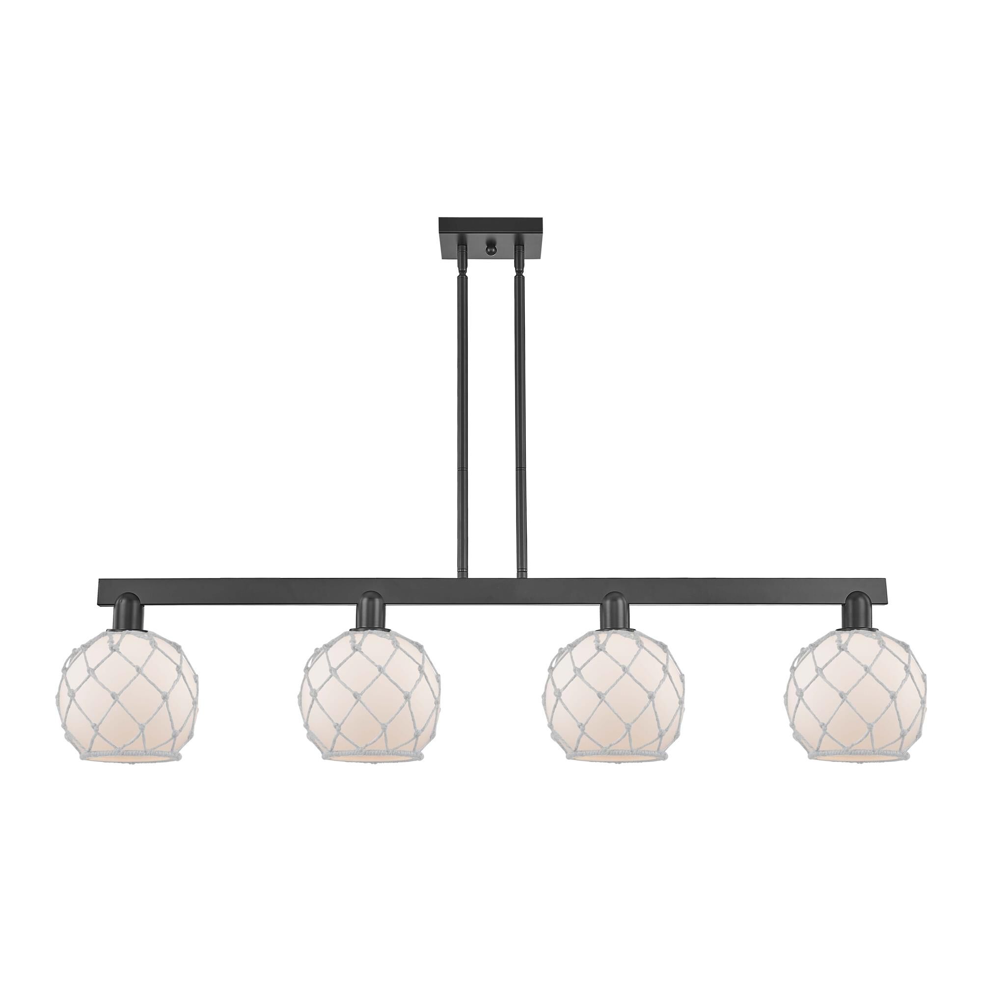 Shown in Matte Black finish and White with White Rope glass