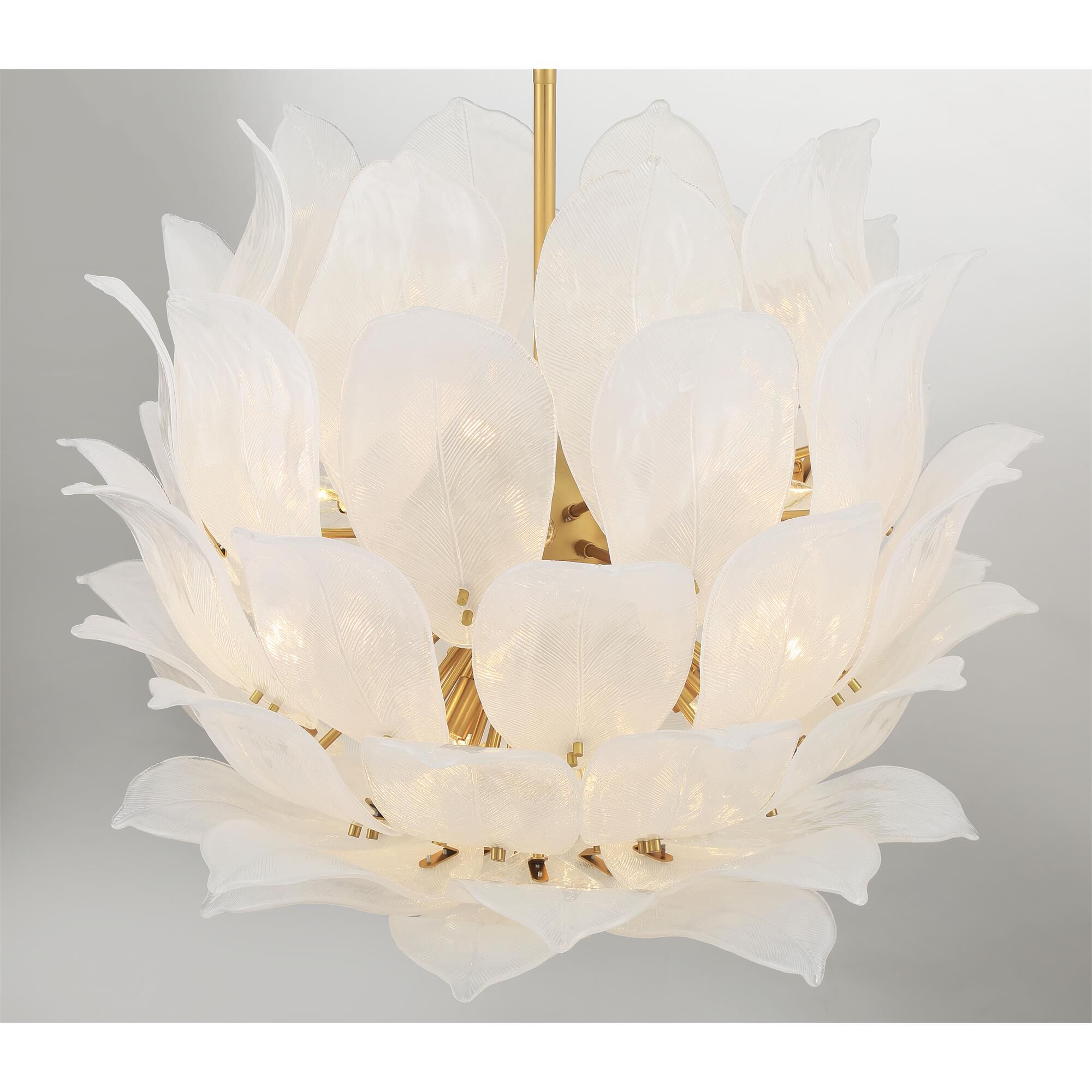 Shown in Legacy Brass finish and White Handmade glass