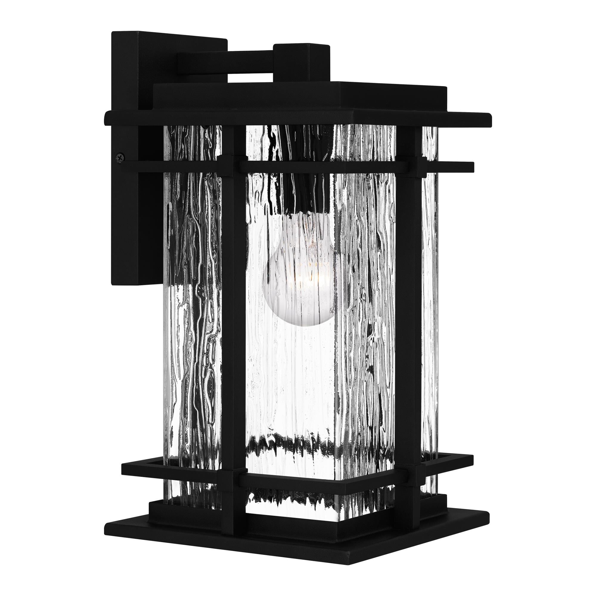 Shown in Earth Black finish and Clear Textured Glass shade