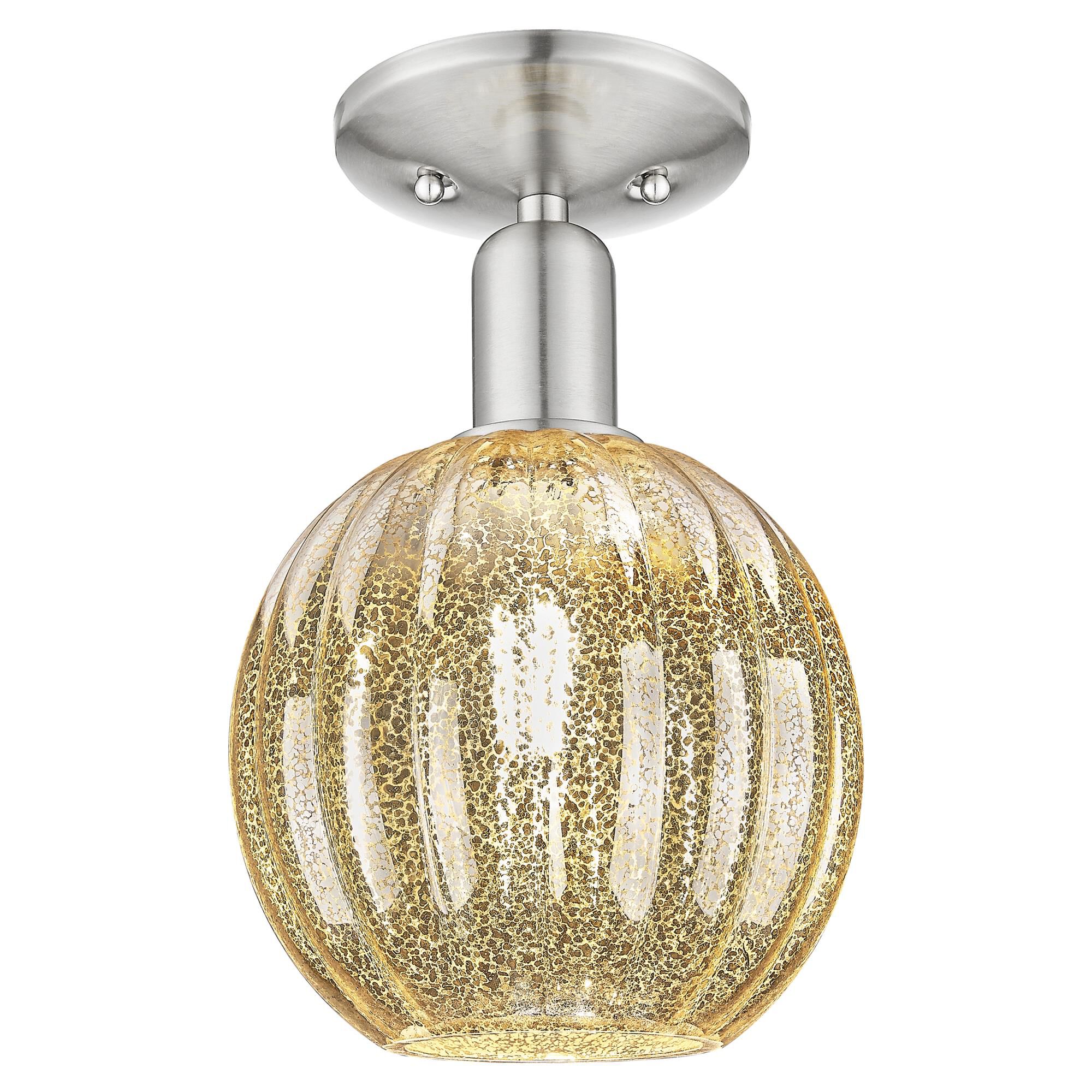 Shown in Brushed Satin Nickel finish and Mercury glass