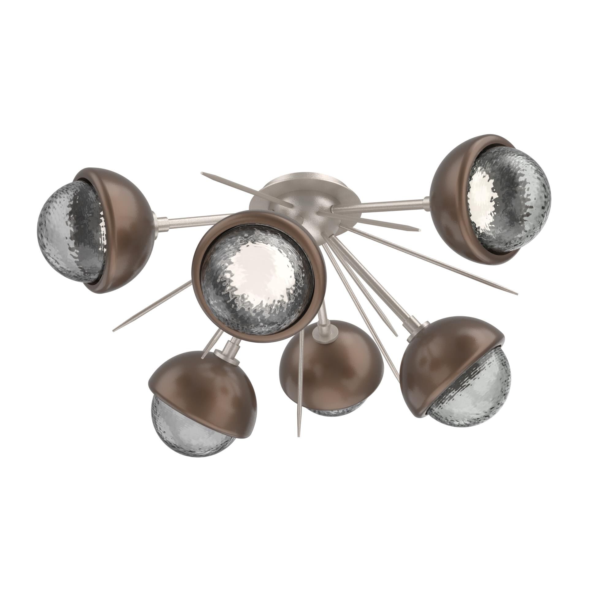 Shown in Beige Silver finish and Smoke glass and Burnished Bronze accent
