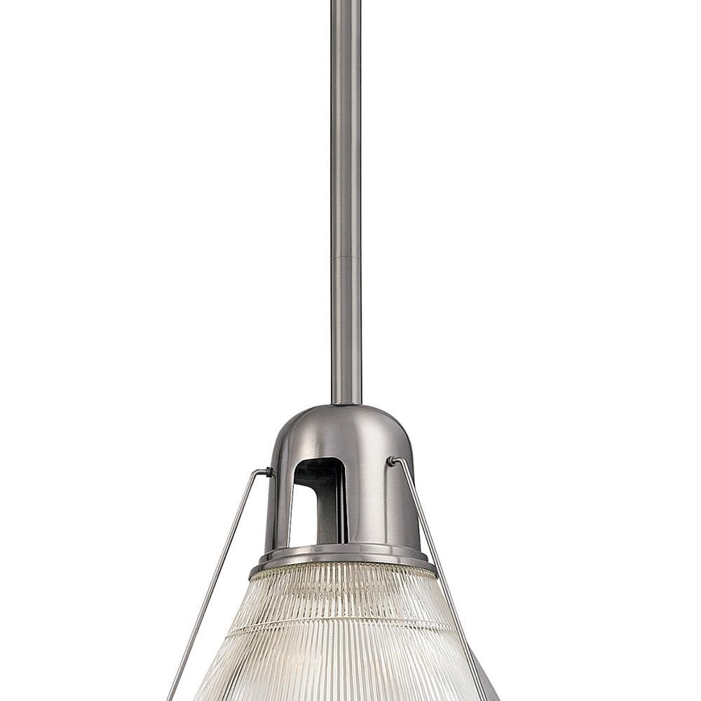 Shown in Satin Nickel finish and Clear Prismatic glass