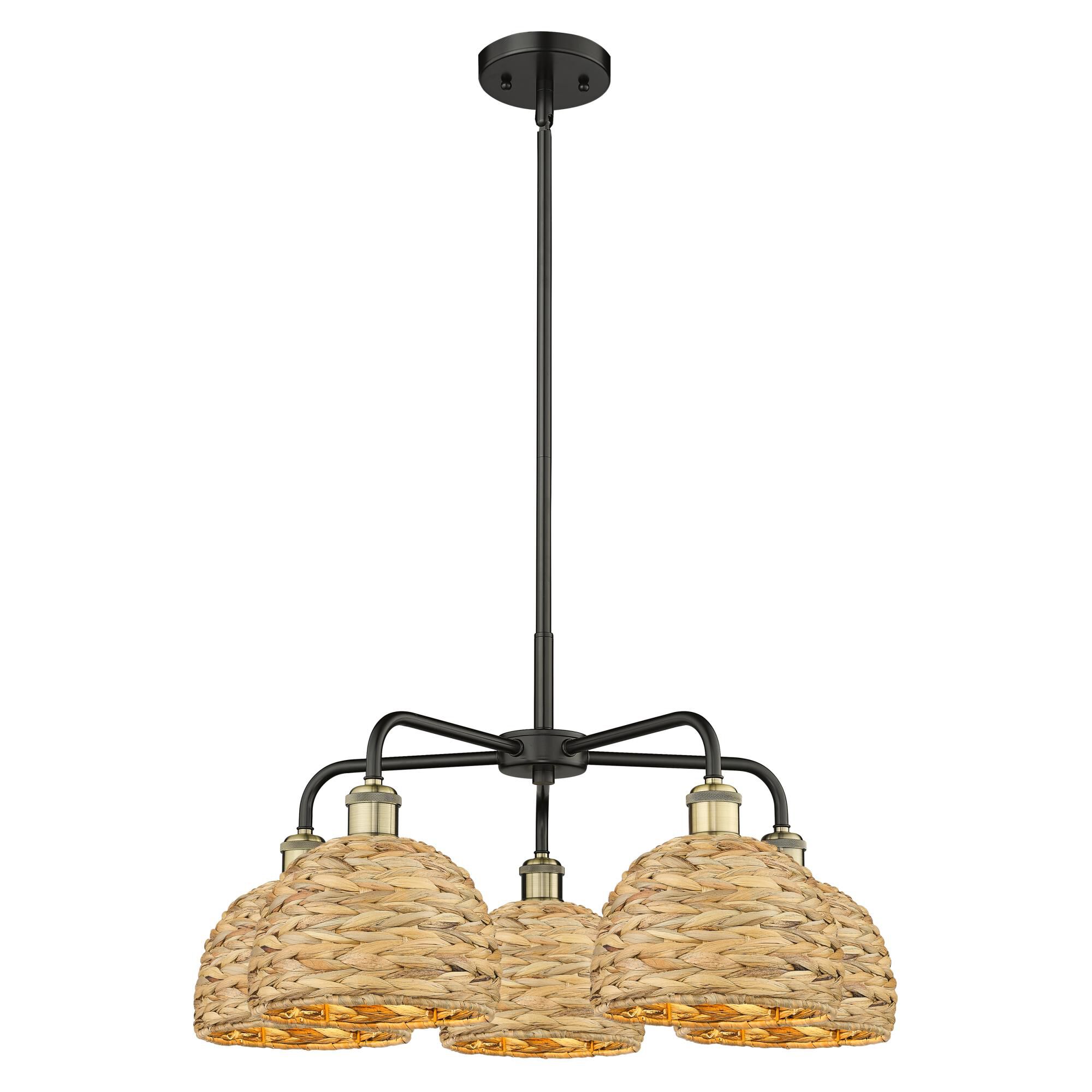 Bruno Marashlian Woven Rattan 27 Inch Chandelier by Innovations Lighting