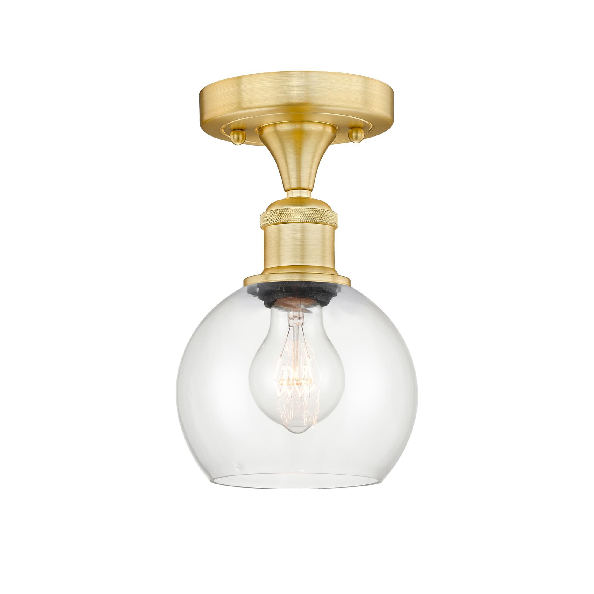 Shown in Satin Gold finish and Clear glass