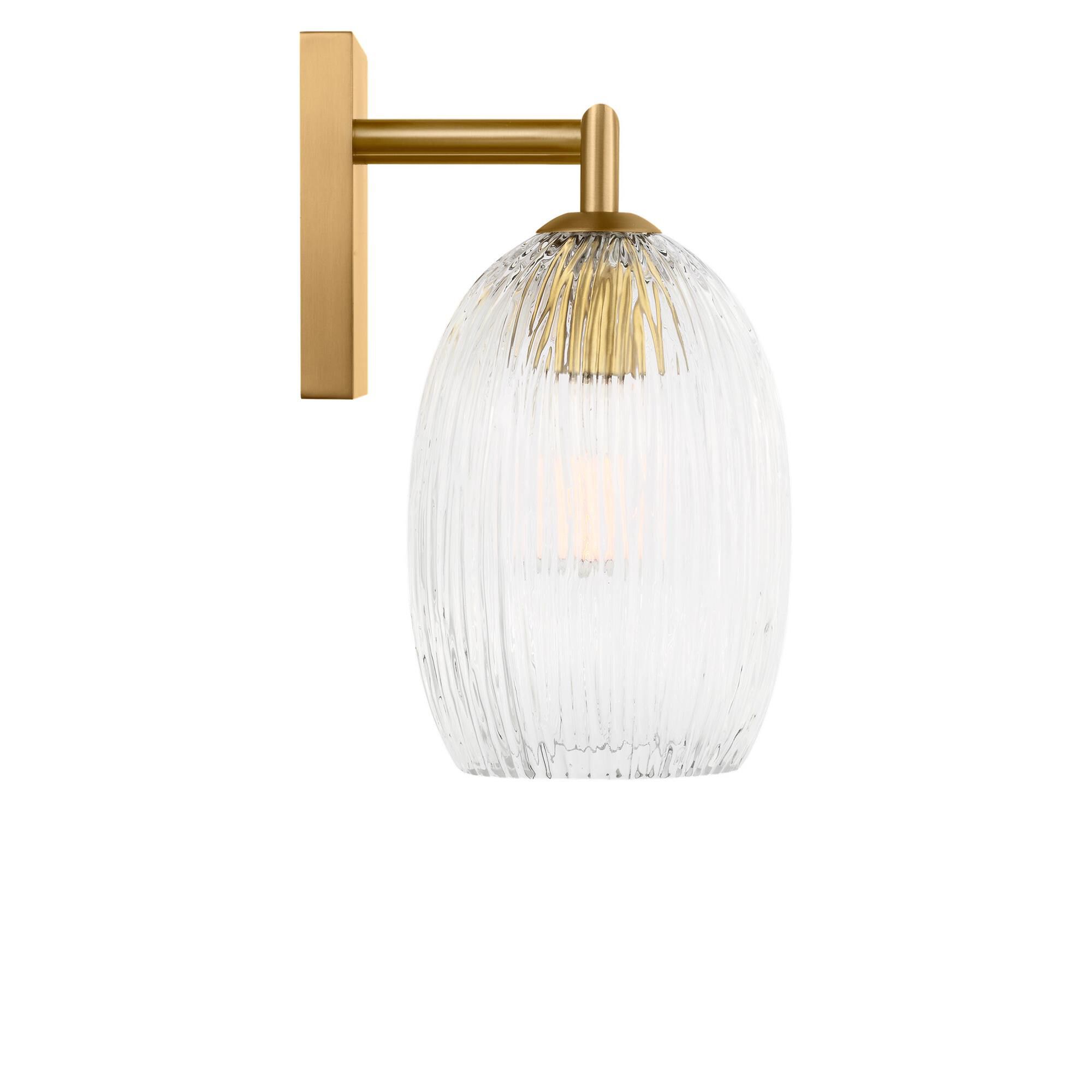 Shown in Burnished Brass finish and Striped Clear glass
