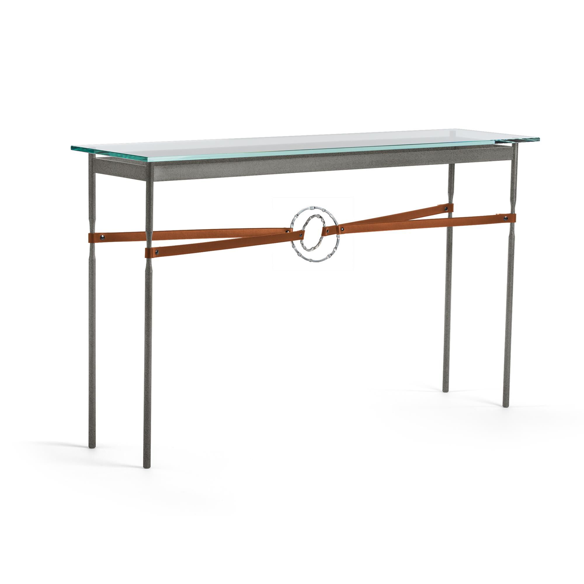 Shown in Natural Iron finish and Sterling with Leather Chestnut  accent