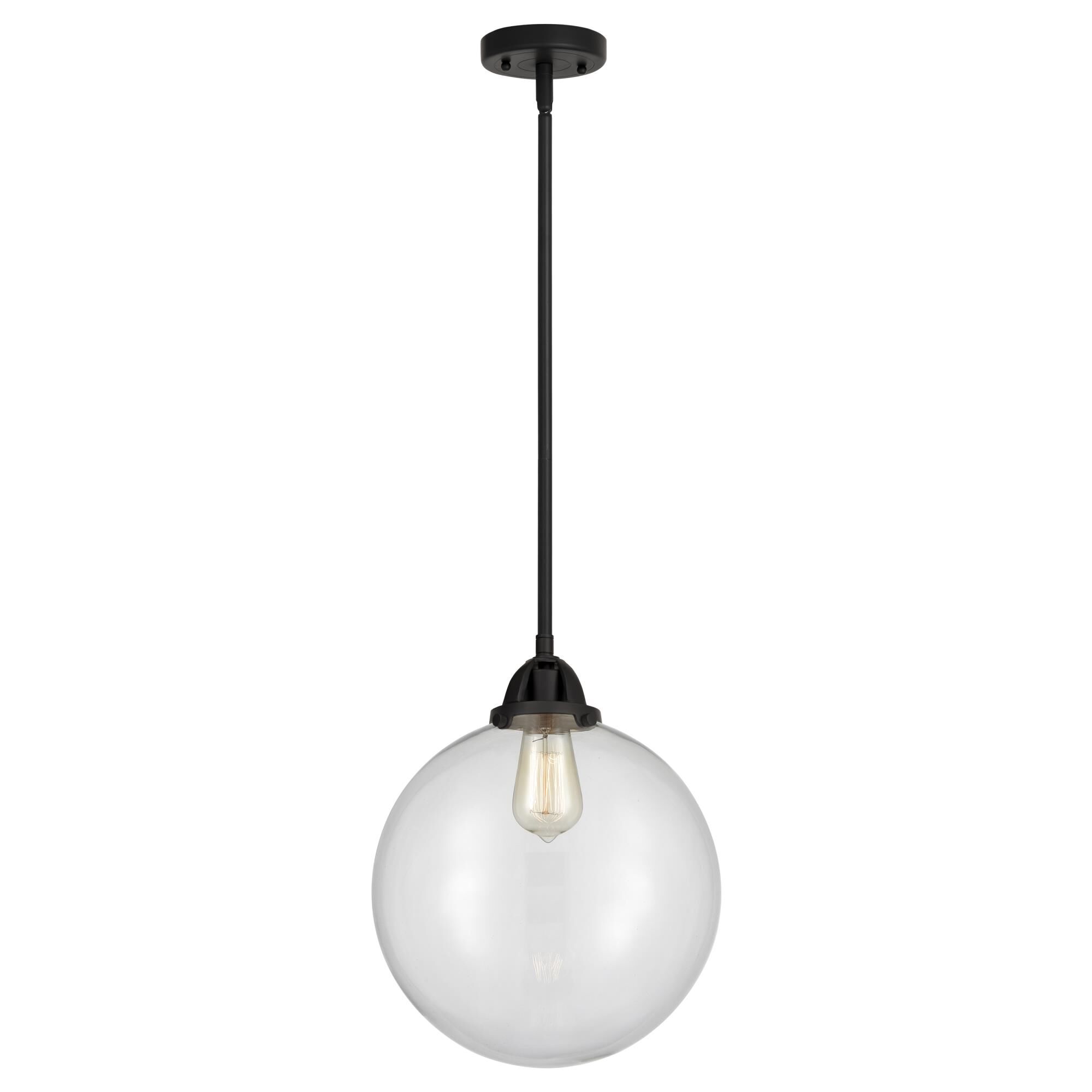 Shown in Matte Black finish and Clear Beacon glass and No Shade shade