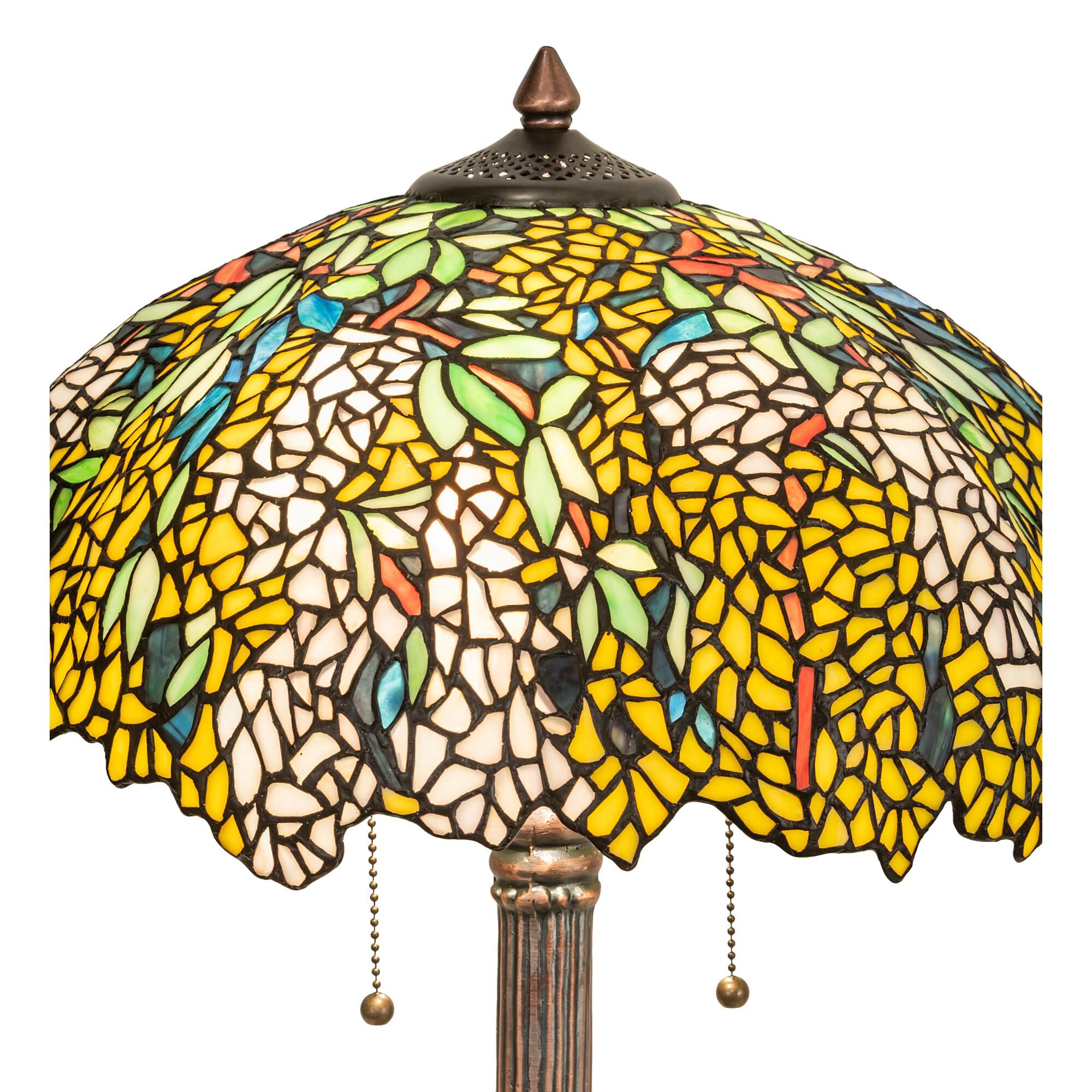 Shown in Mahogany Bronze finish and Sunflower;Green;Blue;Beige glass