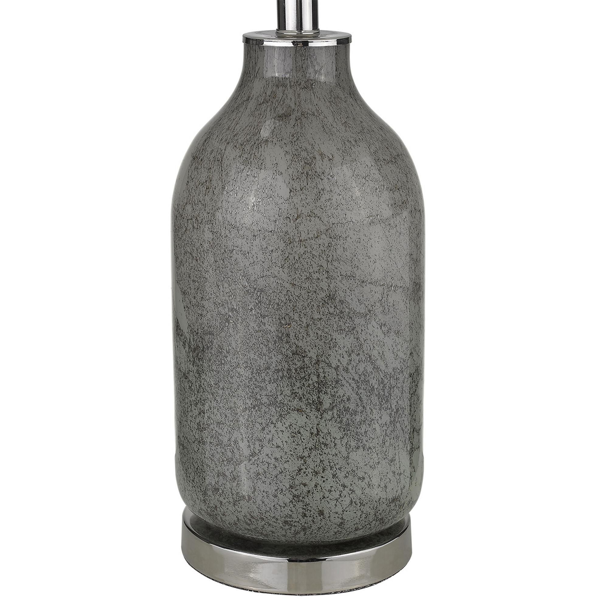 Shown in Polished Nickel finish and Seasalt glass and Seasalt Linen Drum shade