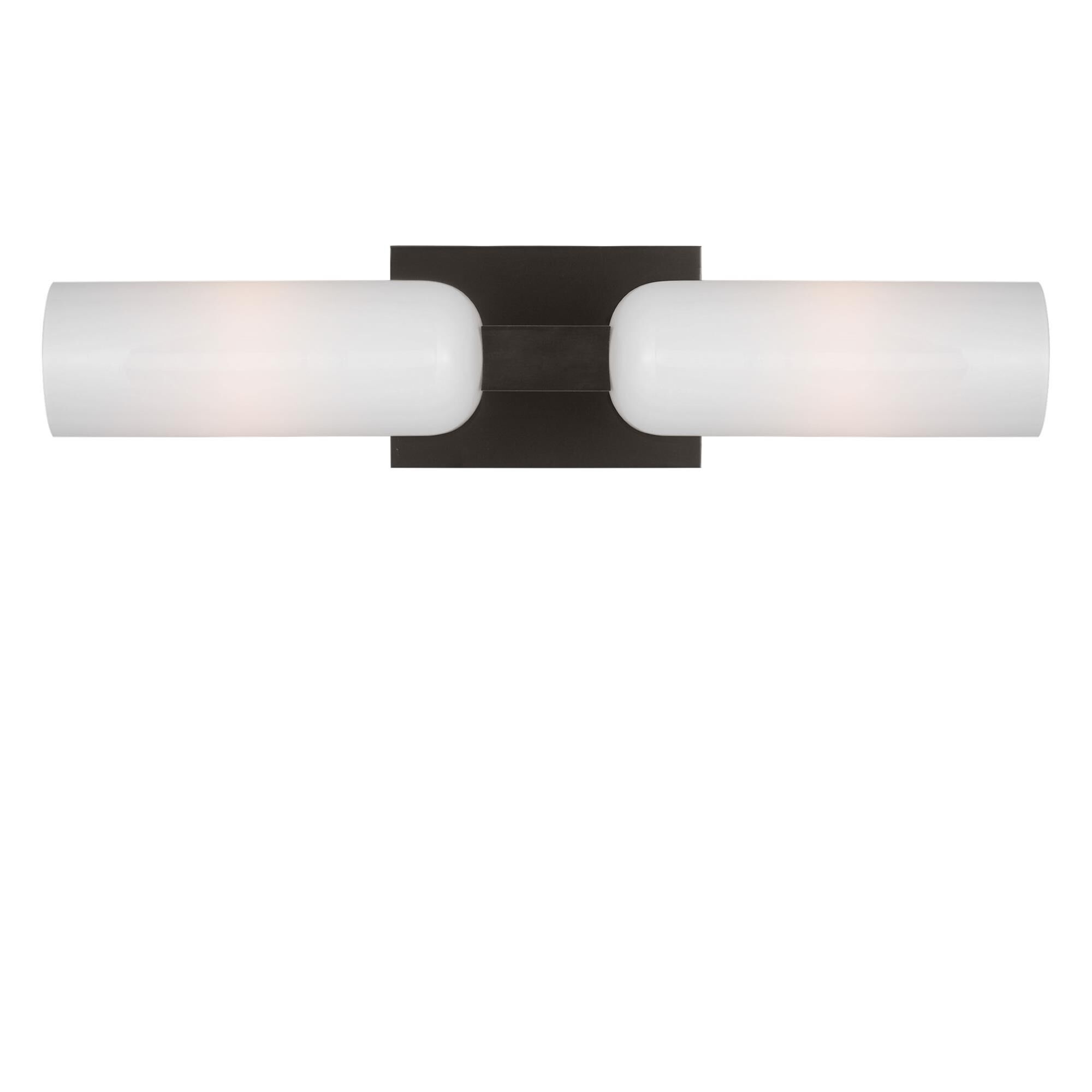 Shown in Aged Iron finish and Milk glass