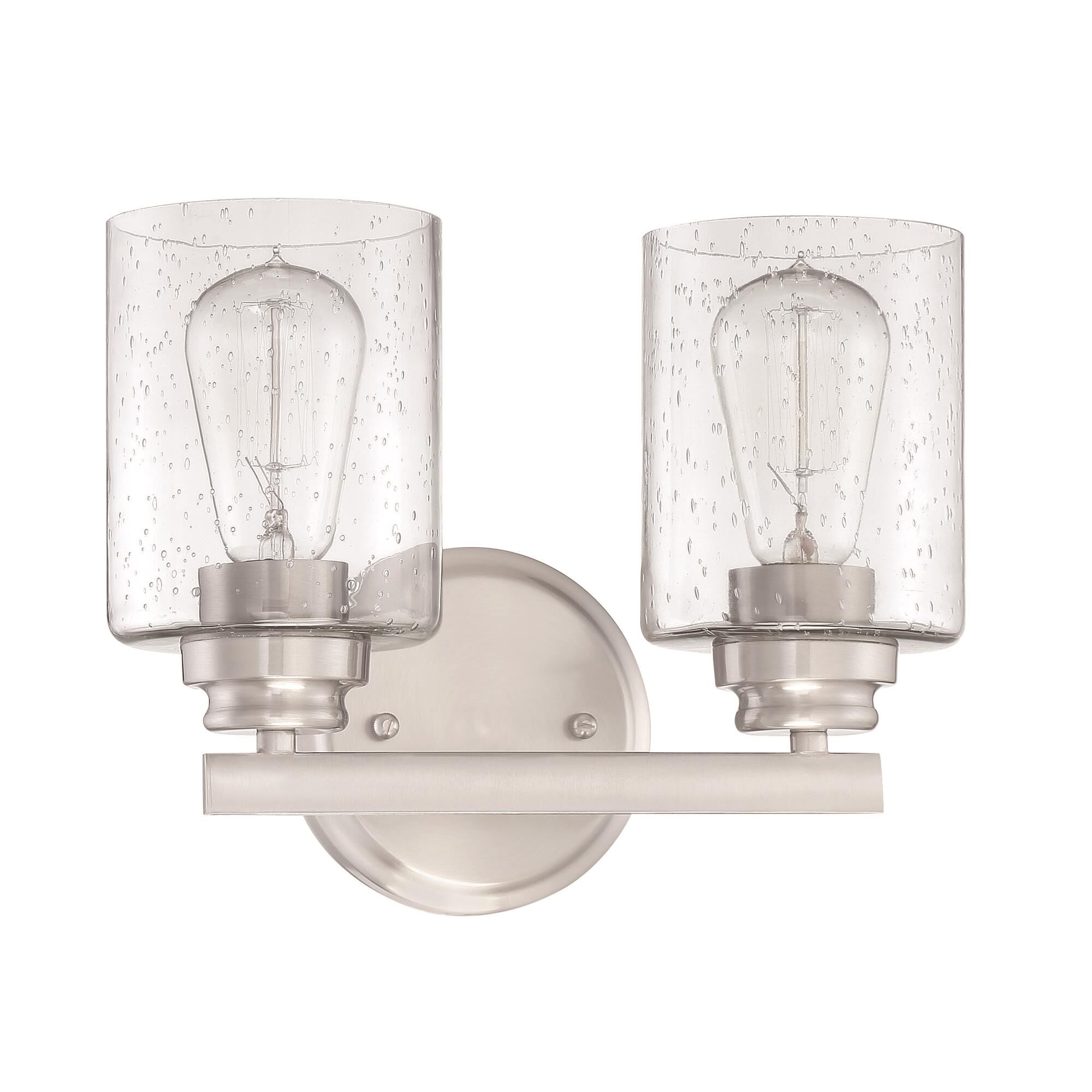 Shown in Brushed Polished Nickel finish and Clear Seeded glass and Glass shade