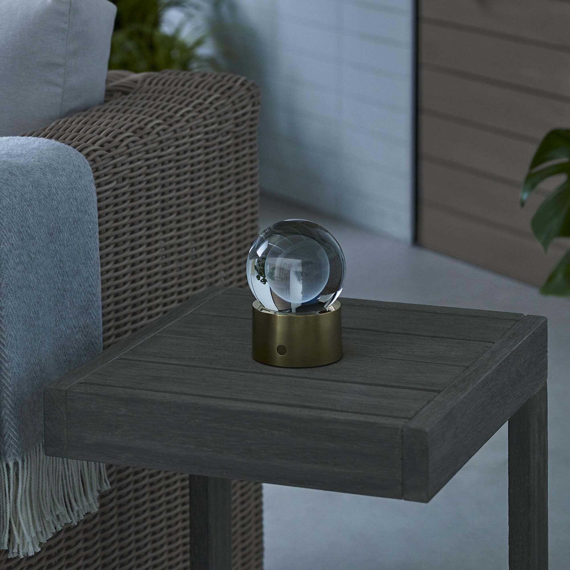 Shown in Natural Brass finish and Crystal glass