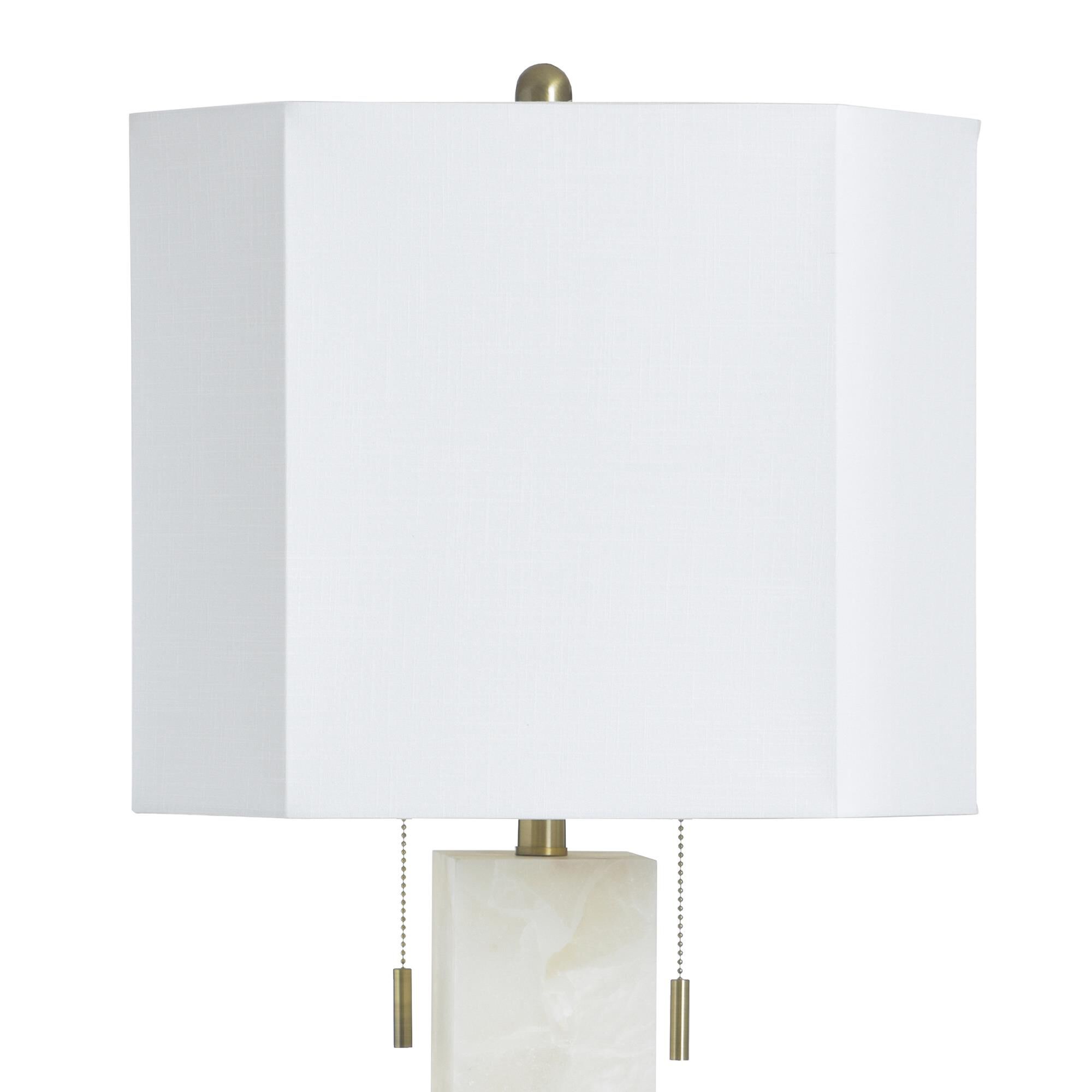 Shown in Brass finish and White shade