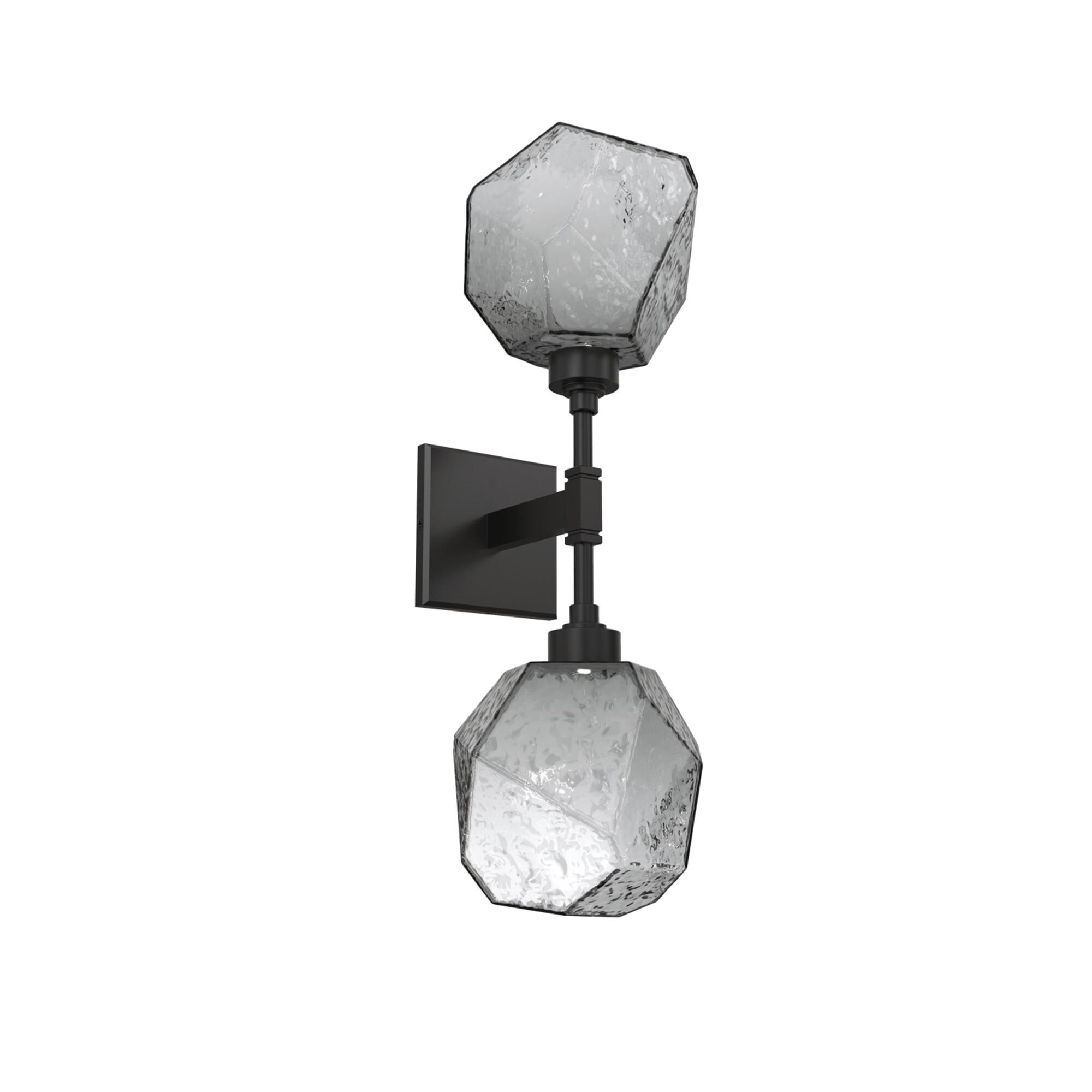 Shown in Matte Black finish and Smoke Blown glass