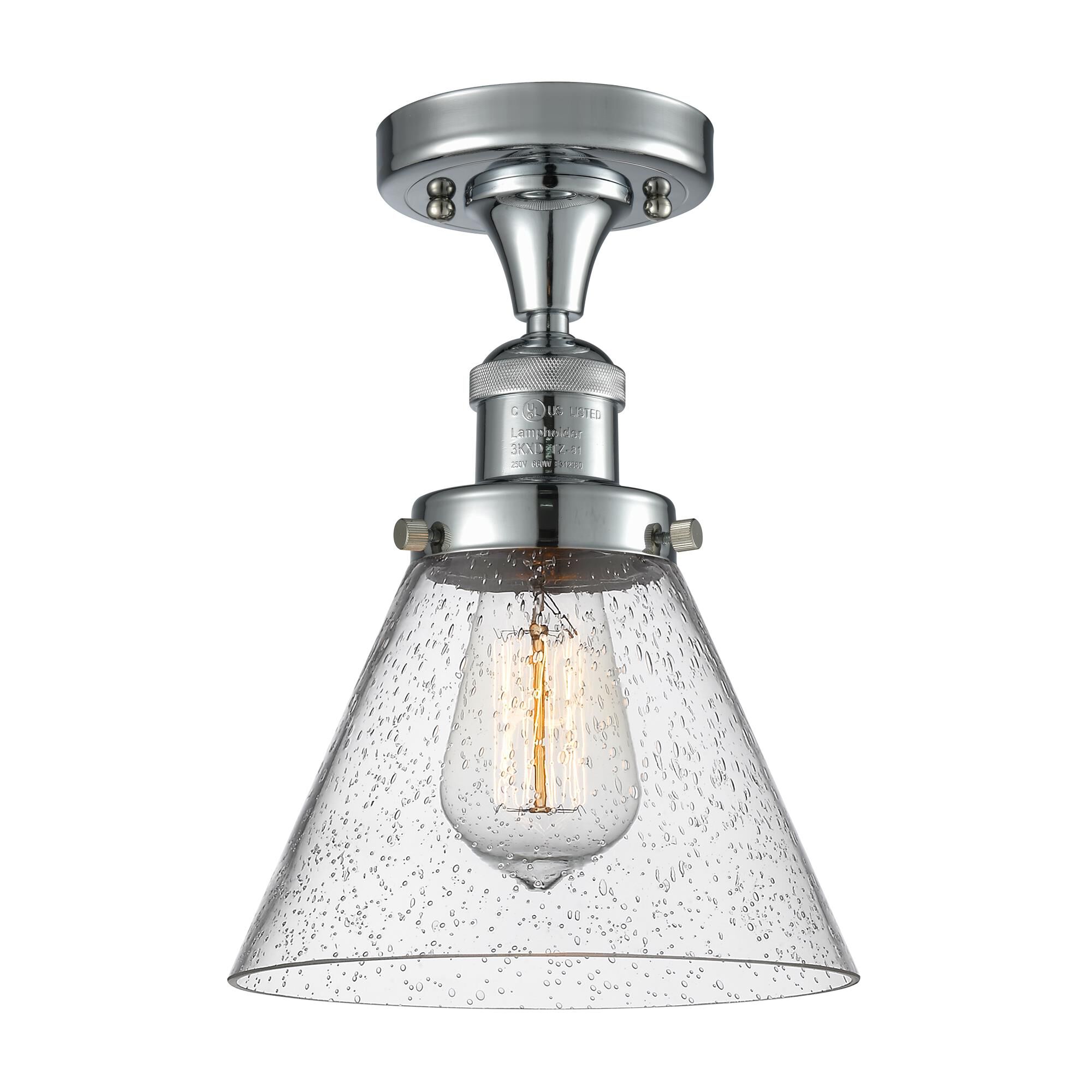 Shown in Polished Chrome finish and Seedy glass
