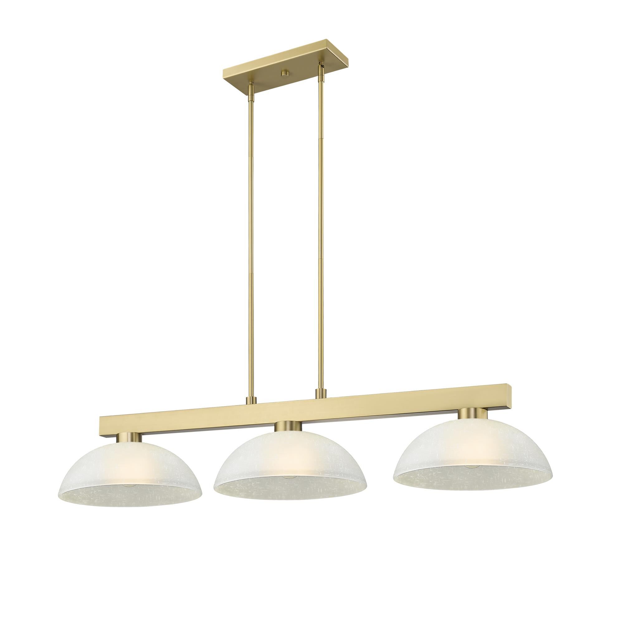Shown in Modern Gold finish and White Linen glass and White Linen shade