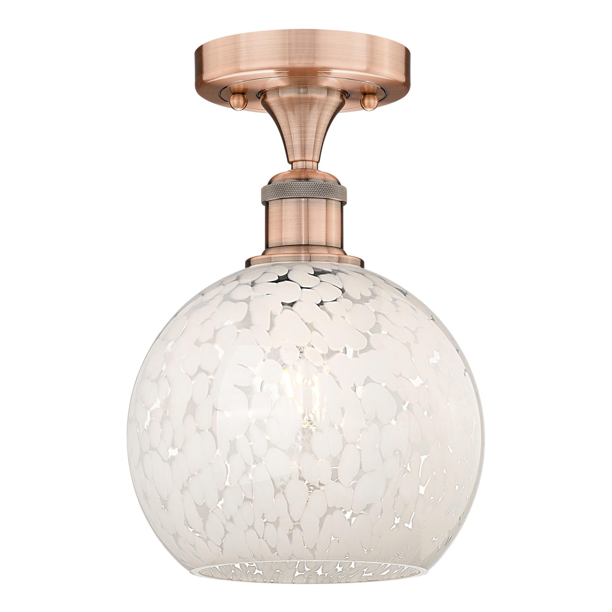 Shown in Antique Copper finish and White Mouchette glass