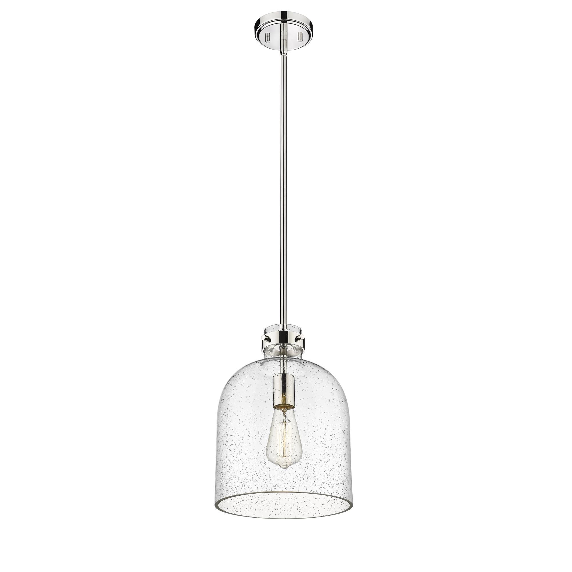 Shown in Polished Nickel finish and Glass shade