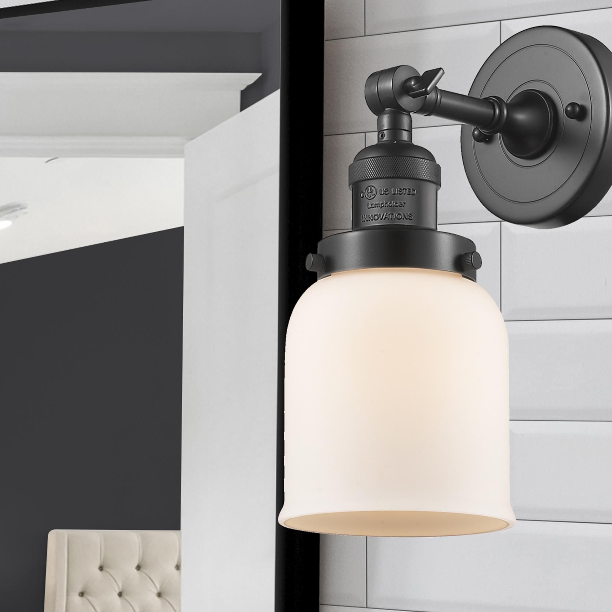 Shown in Oil Rubbed Bronze finish and Matte White Cased glass
