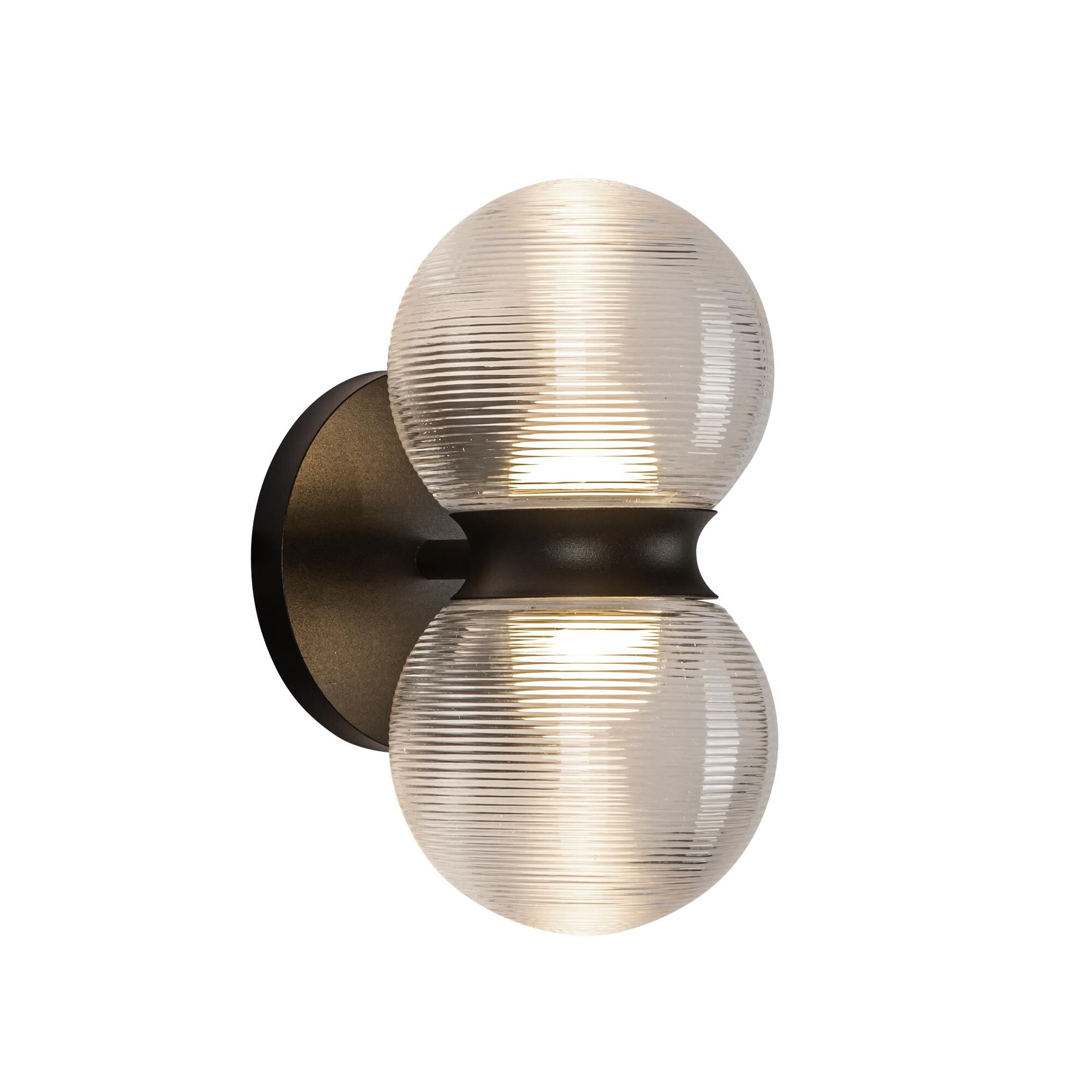 Shown in Black/Clear Ribbed Glass finish and Clear Ribbed Glass + Frosted Pc crystal and Clear Ribbed Glass shade