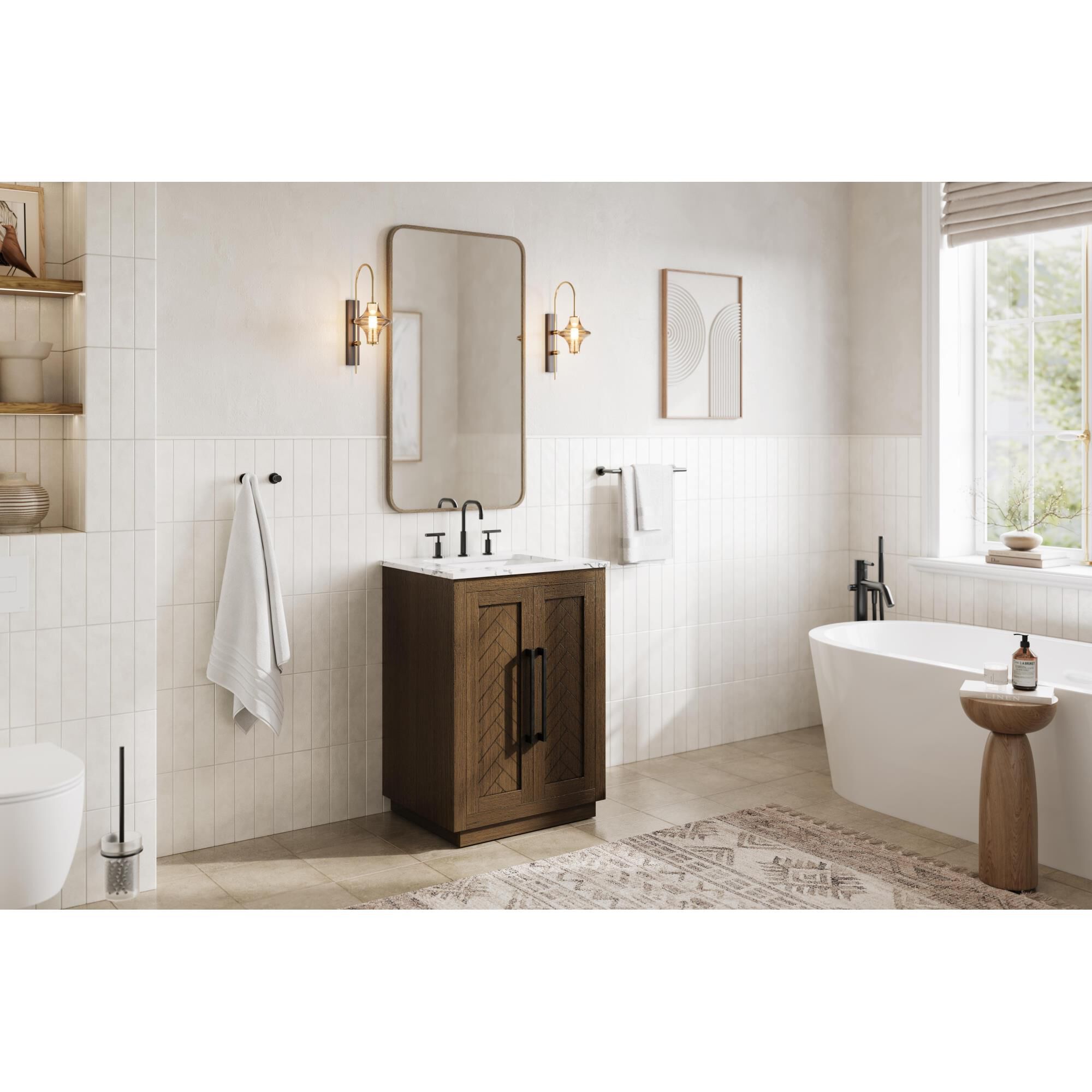 Shown in Hazel Oak finish