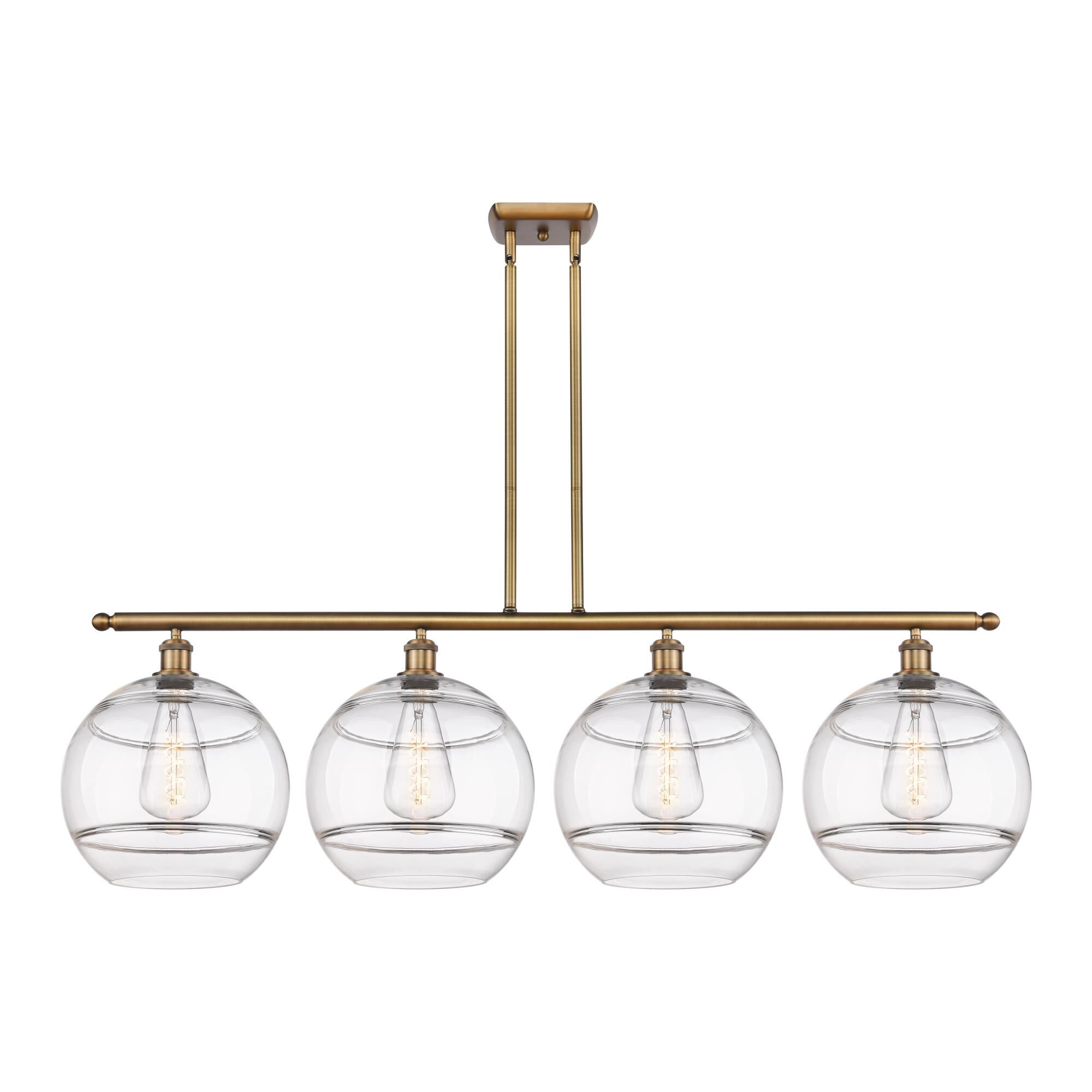 Shown in Brushed Brass finish and Clear glass
