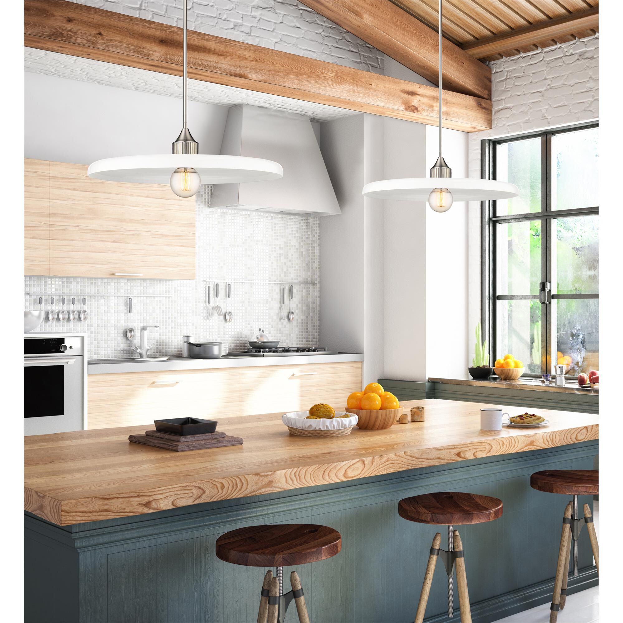 Shown in Brushed Nickel finish and Opal glass
