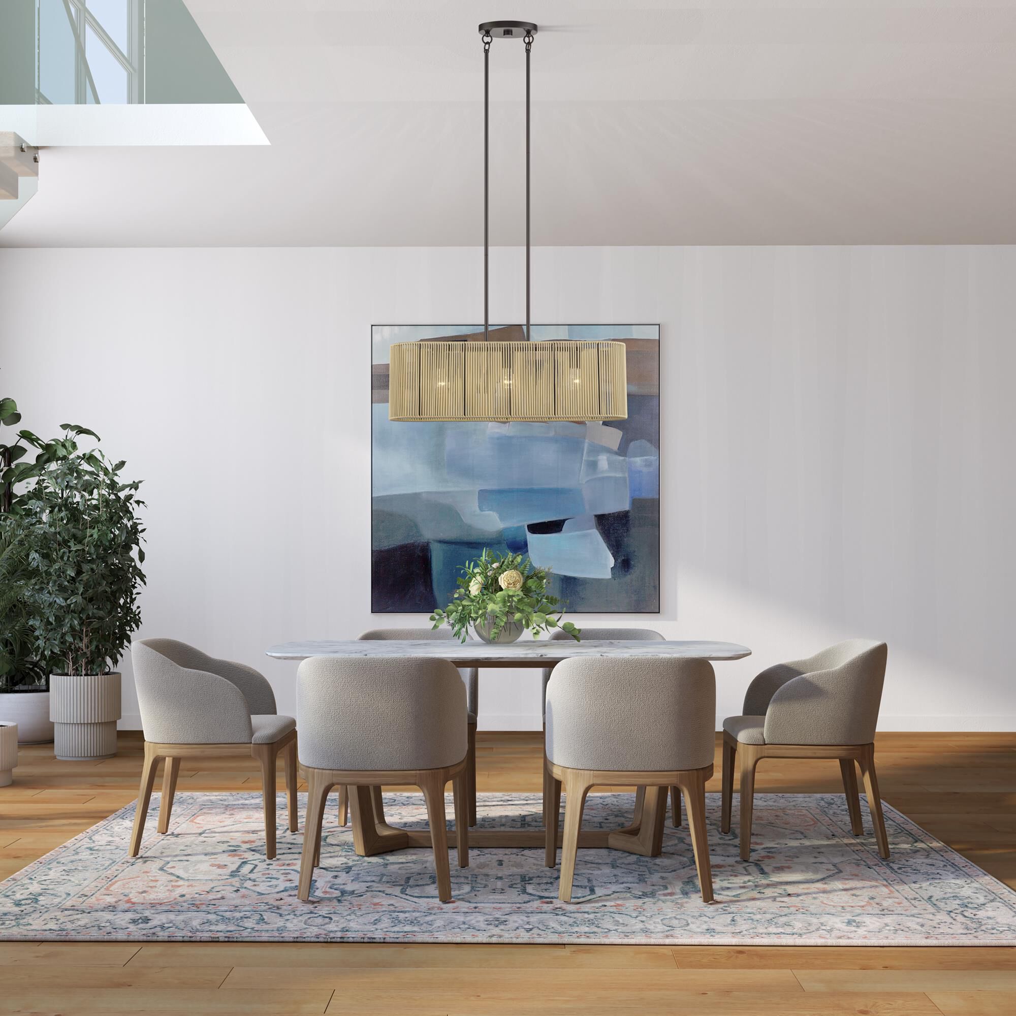 Shown in English Bronze finish and Hand-Woven Venetian Gold Color Polyester Rope shade