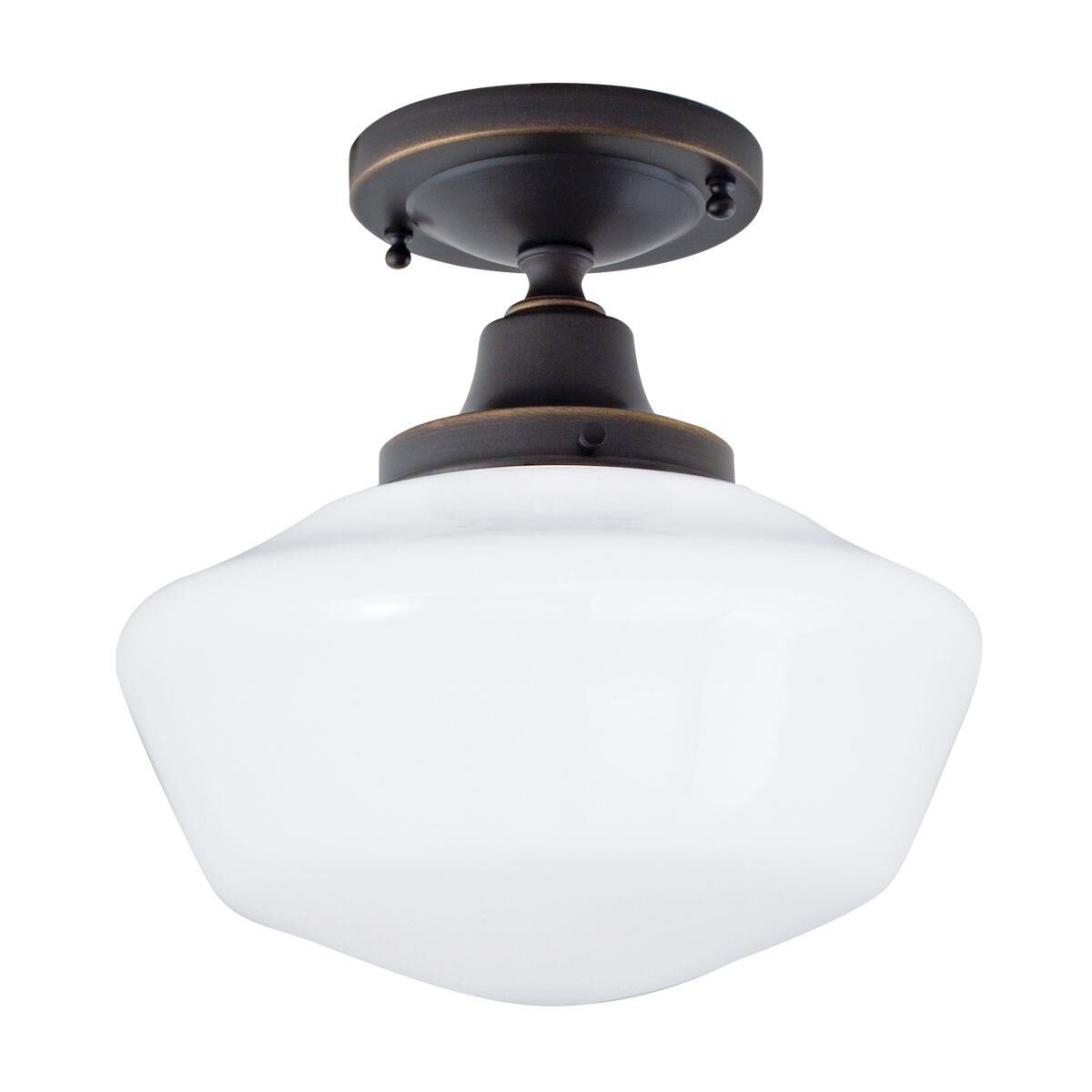Shown in Oil Rubbed Bronze finish and Shiny Opal glass and Rounded Stepped shade