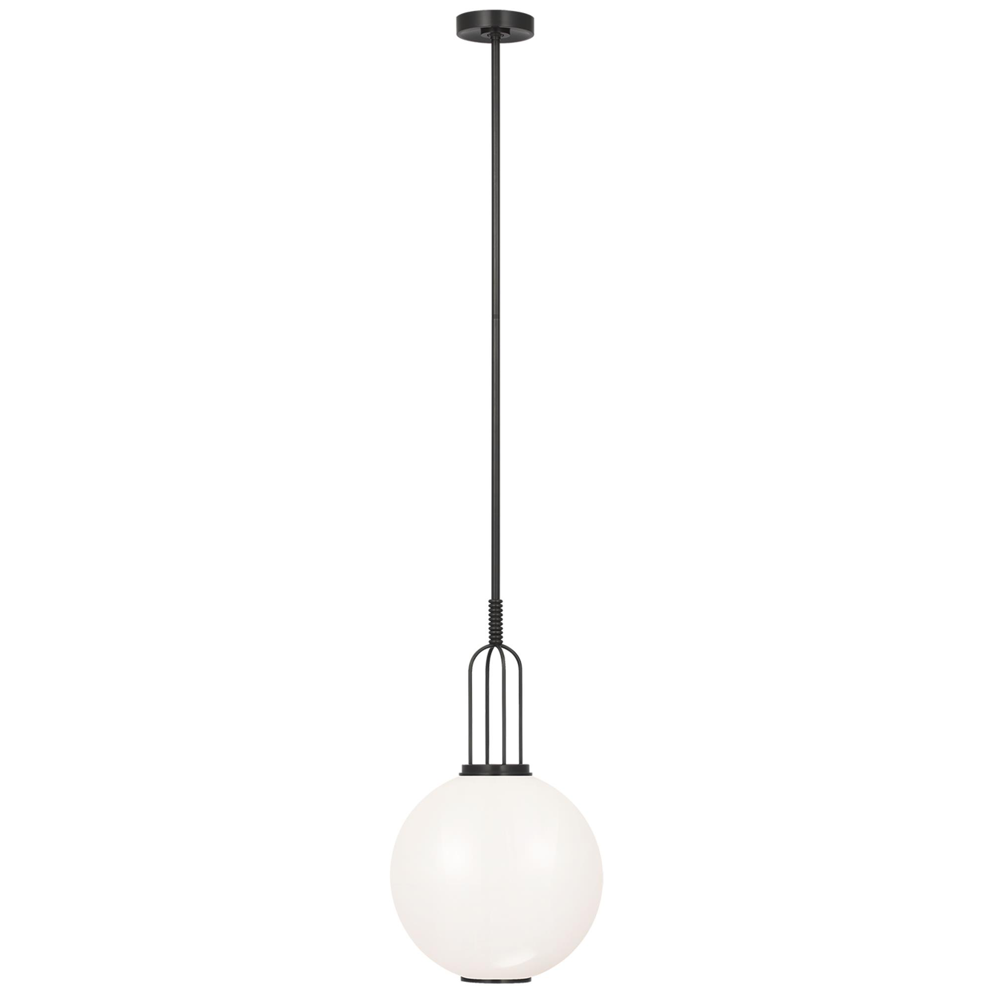 Shown in Bronze finish and White glass