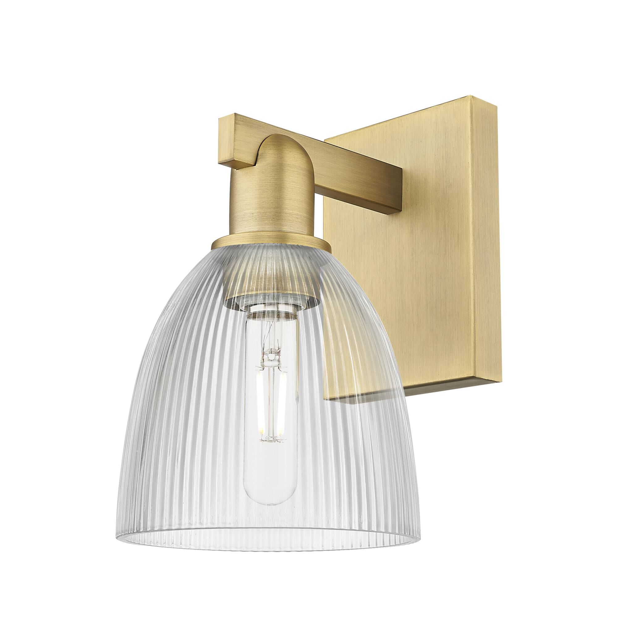 Shown in Brushed Brass finish and Clear glass