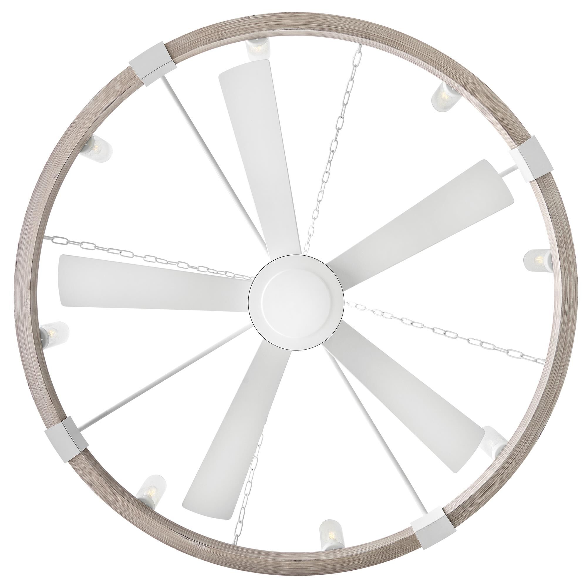 Shown in Matte White with Weathered Wood finish and Clear Seedy glass