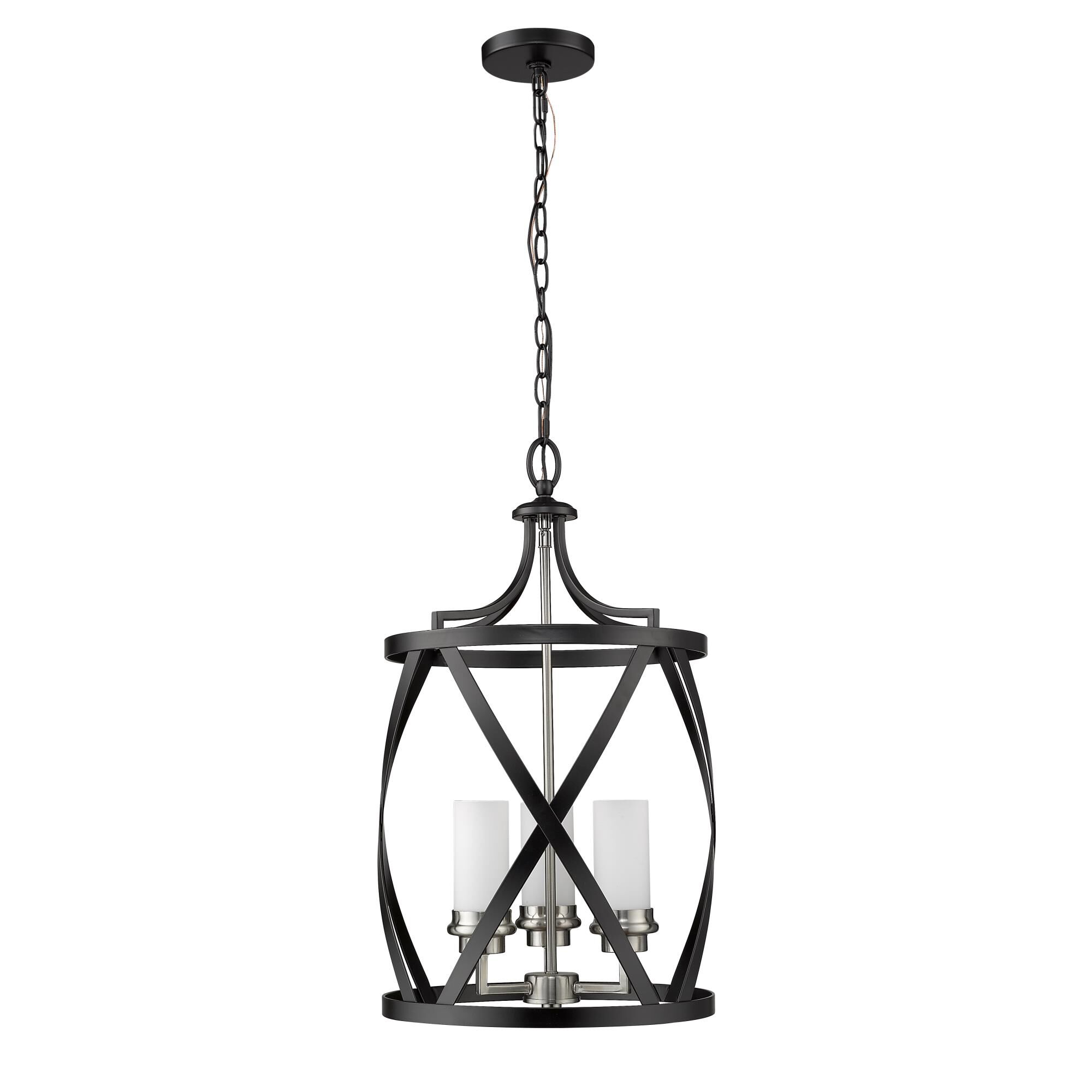 Shown in Matte Black + Brushed Nickel finish and Glass shade